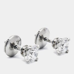 Cartier 1895 Solitare Diamonds Platinum Earrings