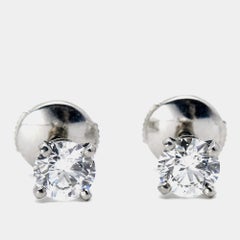 Cartier 1895 Solitare Diamonds Platinum Earrings
