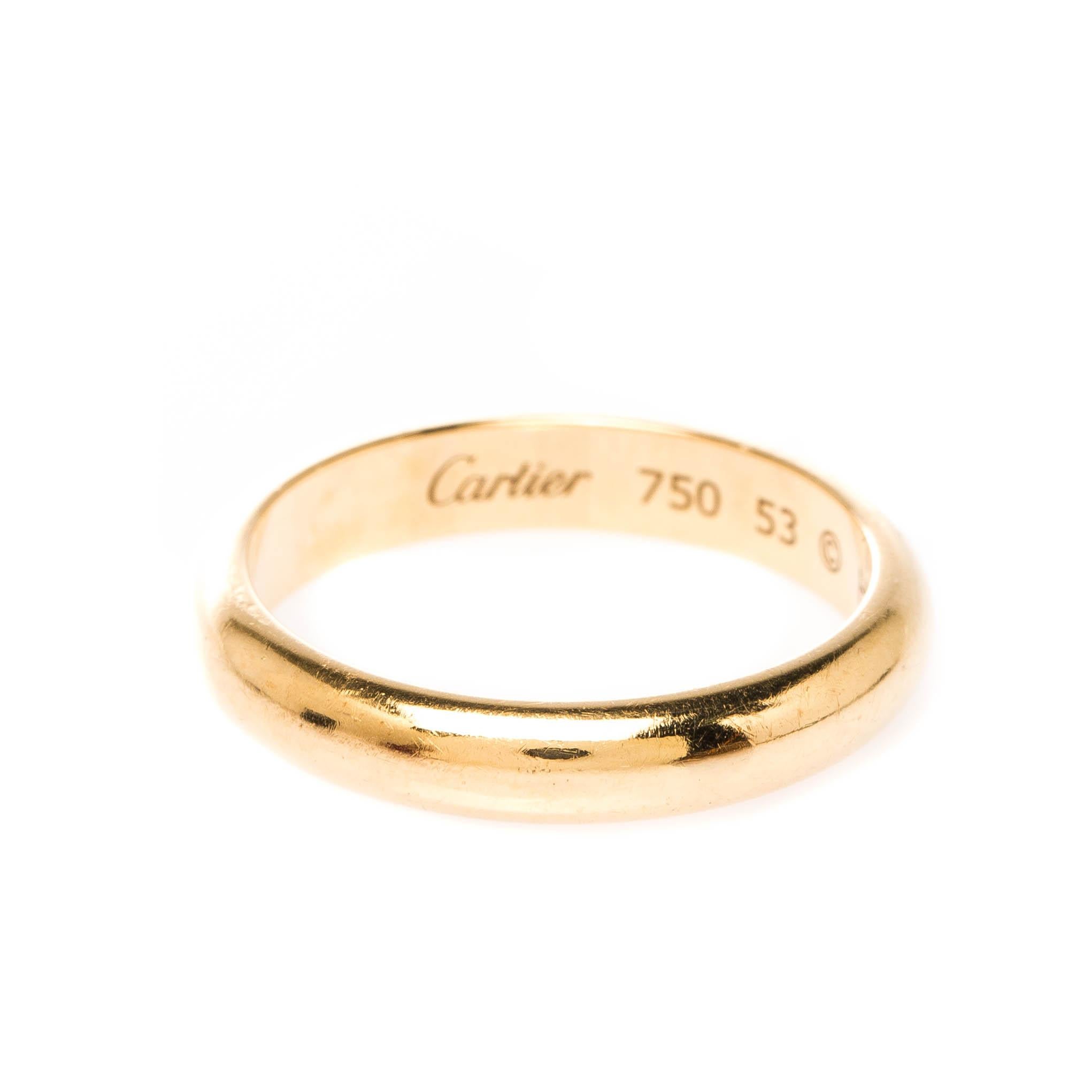Cartier 1895 Wedding 18k Yellow Gold Band Ring Size 53 For Sale at 1stDibs cartier yüzük