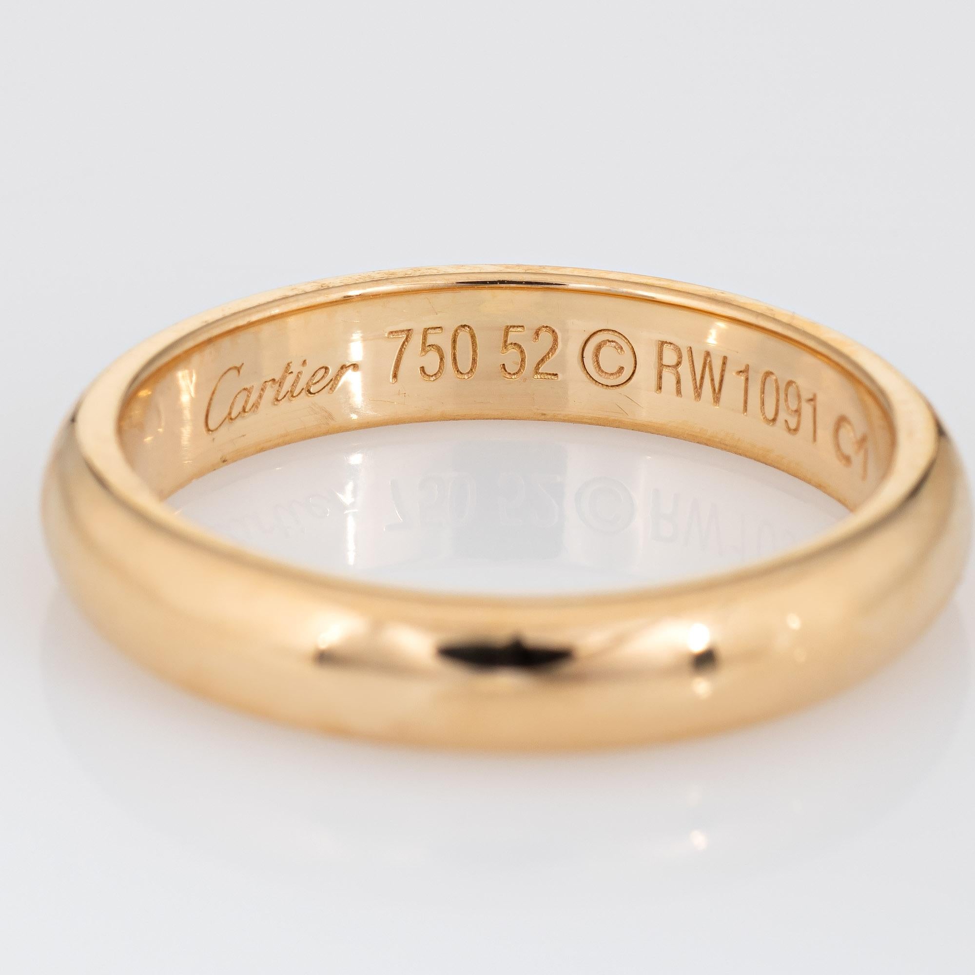 Cartier 1895 Wedding Band 18k Yellow Gold US US 5.5 Estate Ring In Good Condition In Torrance, CA
