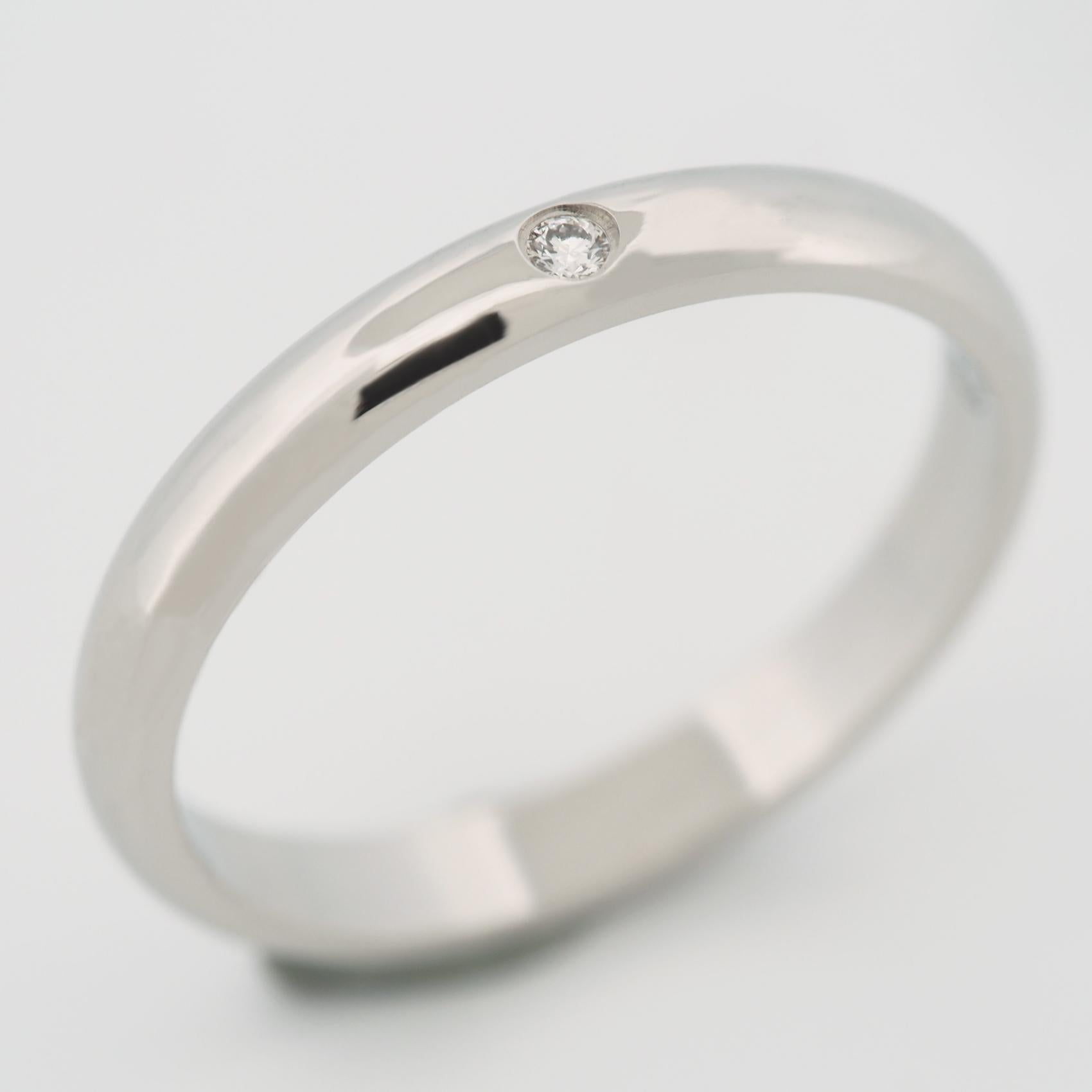Round Cut Cartier 1895 Wedding Band Diamond Ring 49 PT950 US 4.75