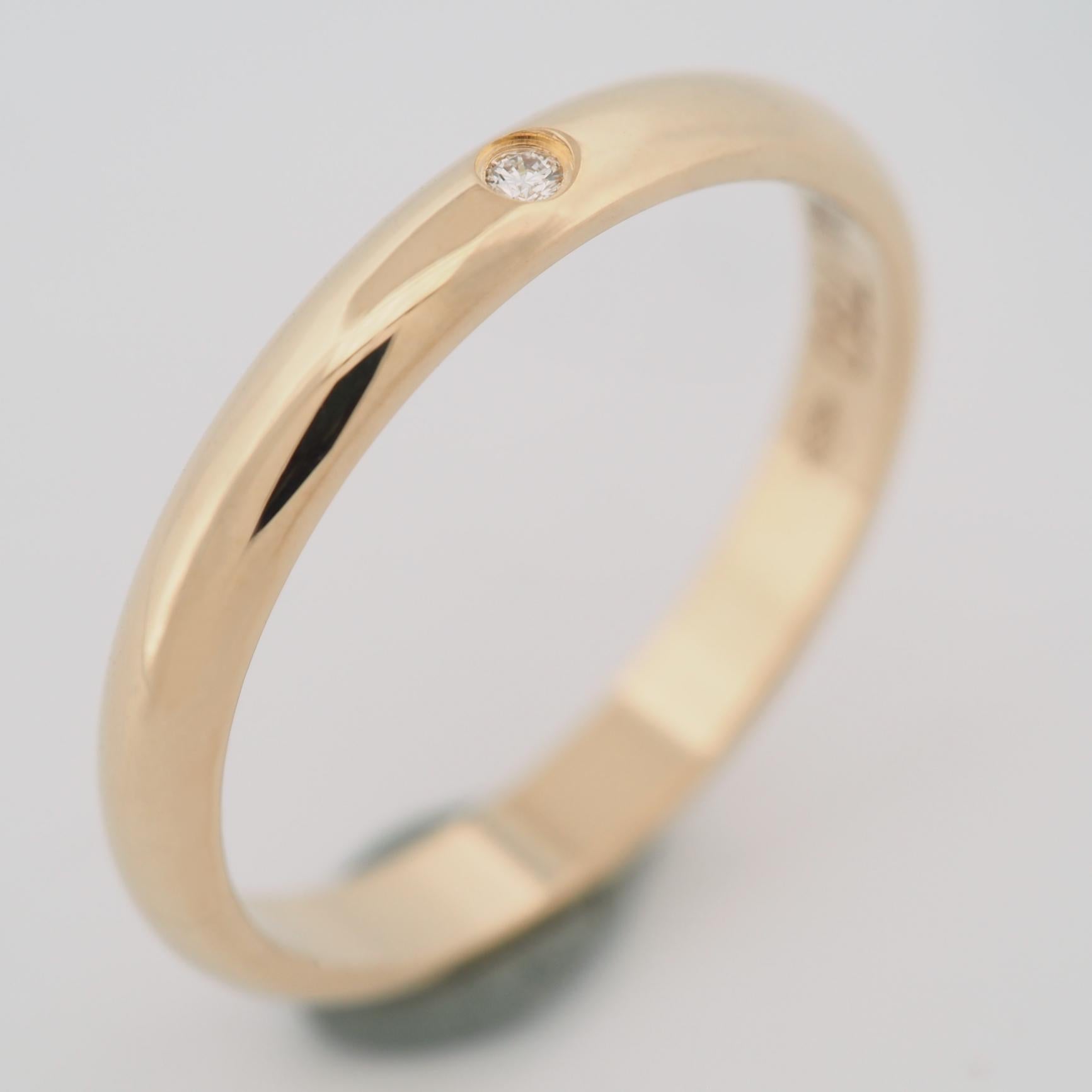 Cartier 1895 Alianza de boda Anillo de diamantes 51 YG US 5.5 Corte redondo