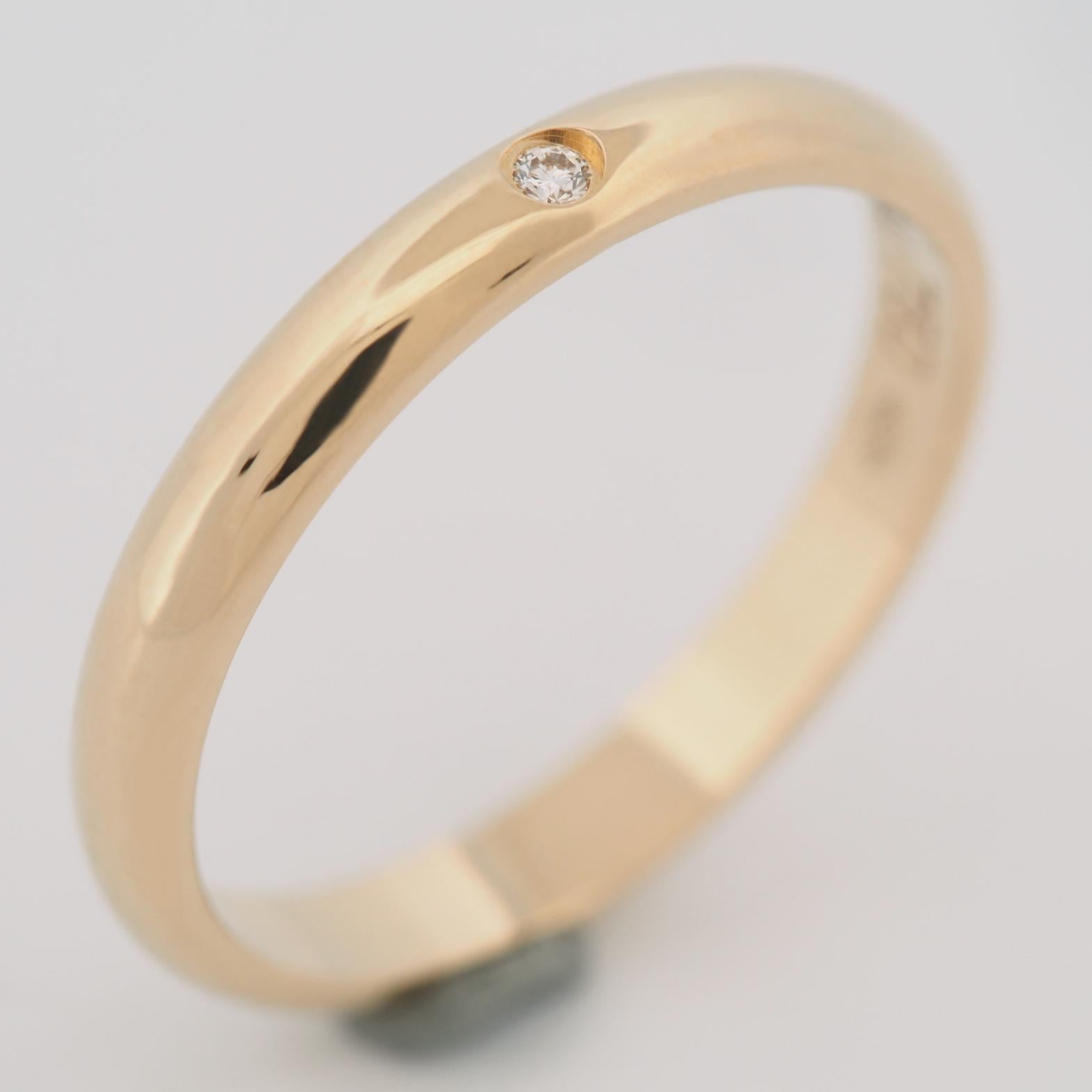 Cartier 1895 Alianza de boda Anillo de diamantes 51 YG US 5.5 Corte redondo