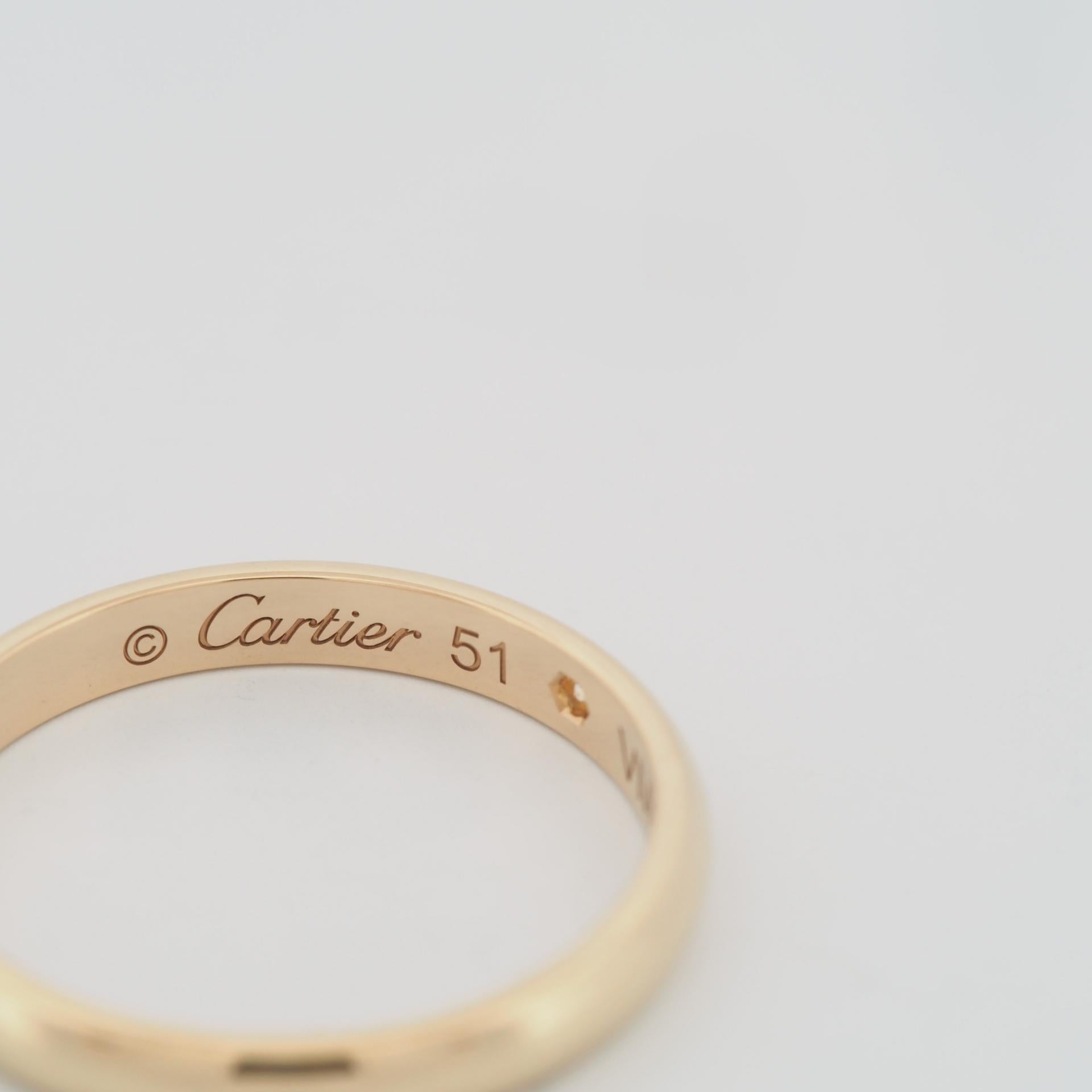 Cartier 1895 Alianza de boda Anillo de diamantes 51 YG US 5.5 1