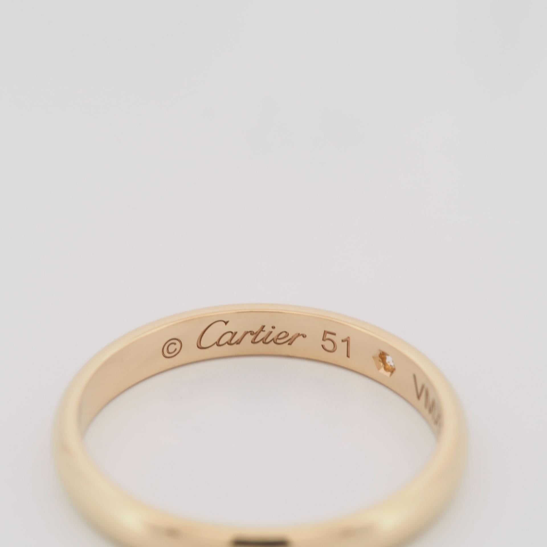 Cartier 1895 Alianza de boda Anillo de diamantes 51 YG US 5.5 1