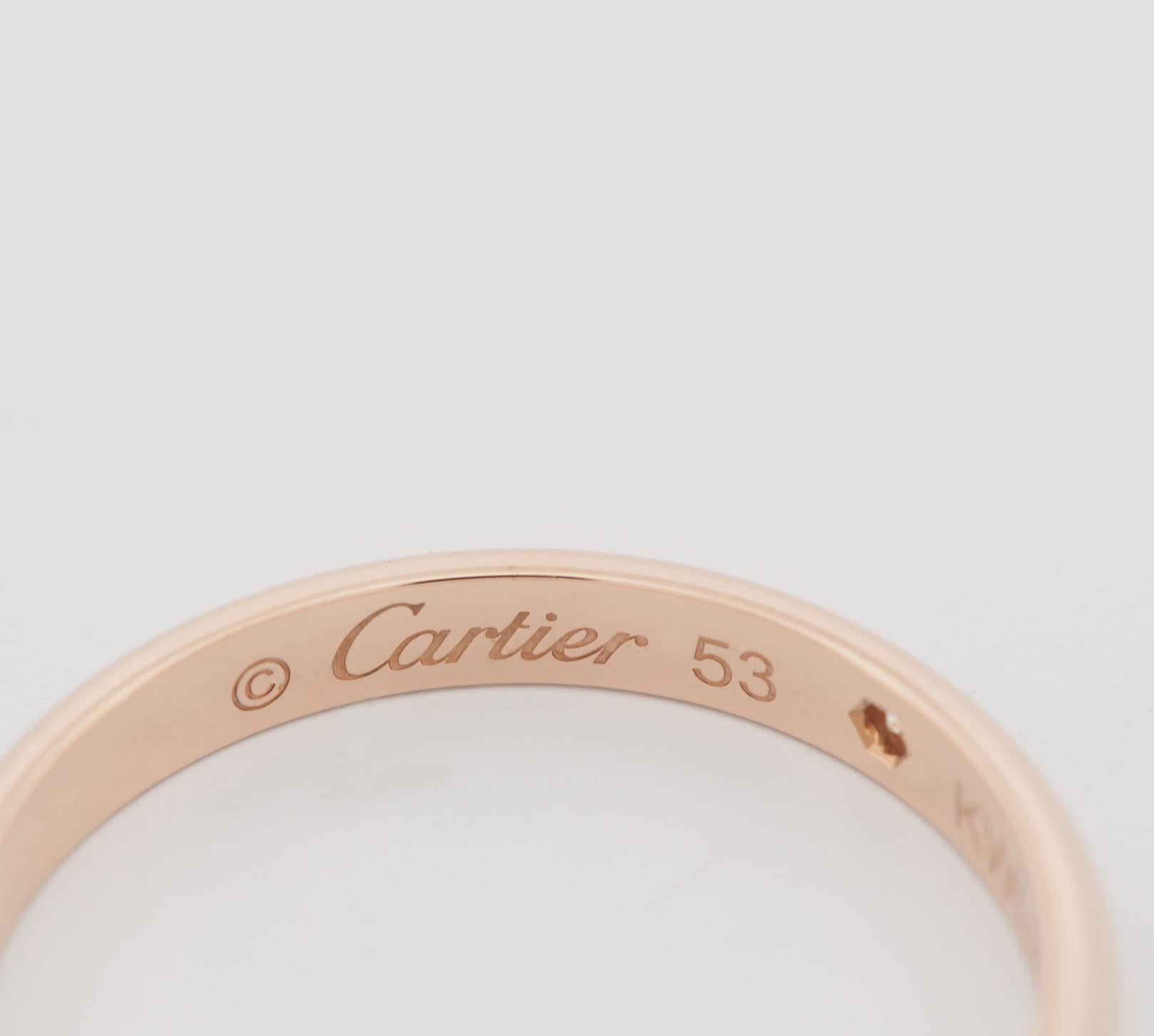 Round Cut Cartier 1895 Wedding Band Diamond Ring 53 PG