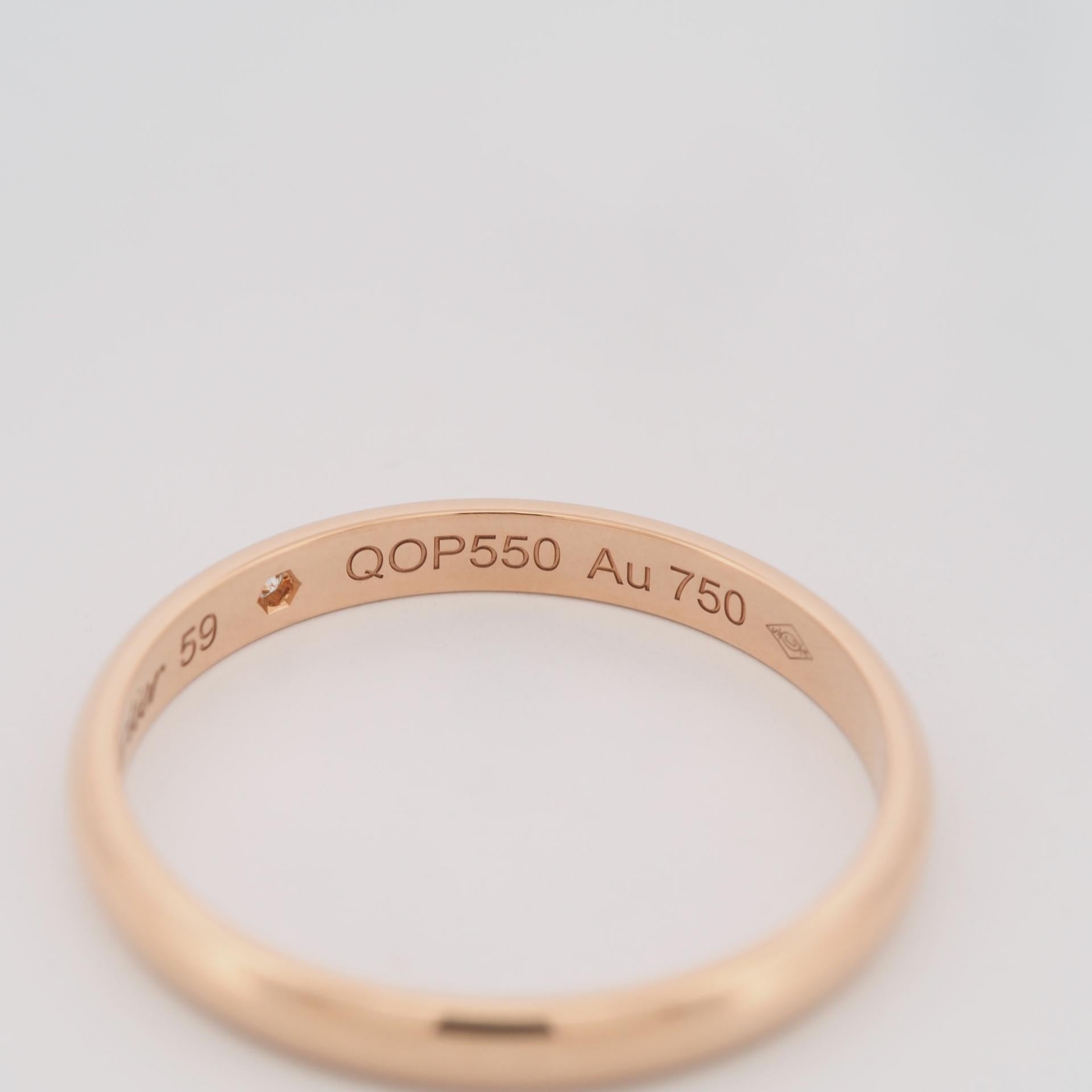 Cartier 1895 Alianza Diamante Anillo 59 PG US 8.75 2