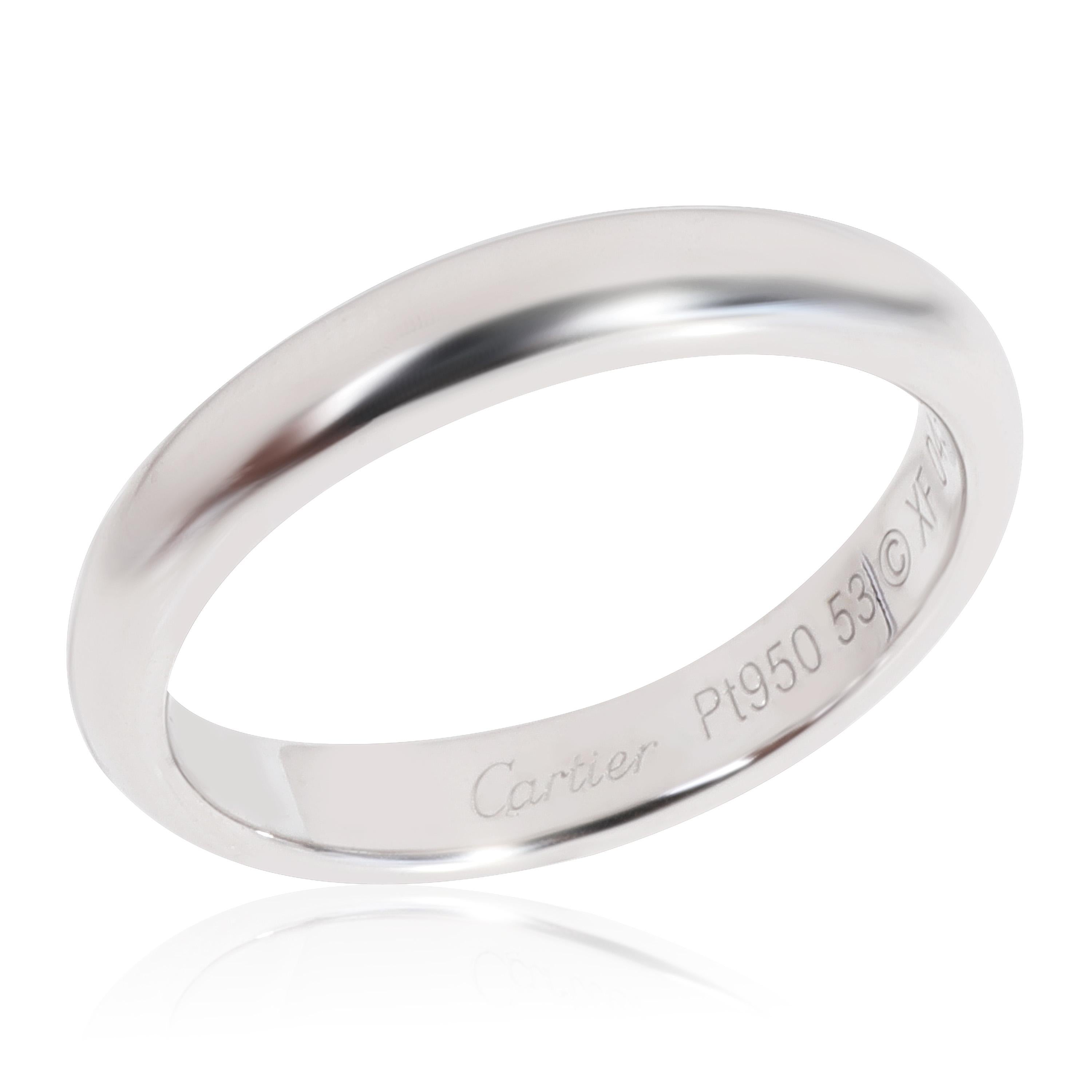 Cartier 1895 Wedding Band in Platinum

PRIMARY DETAILS
SKU: 117546
Listing Title: Cartier 1895 Wedding Band in Platinum
Condition Description: Retails for 1700 USD. In excellent condition and recently polished. Ring size is 6.25.Comes with