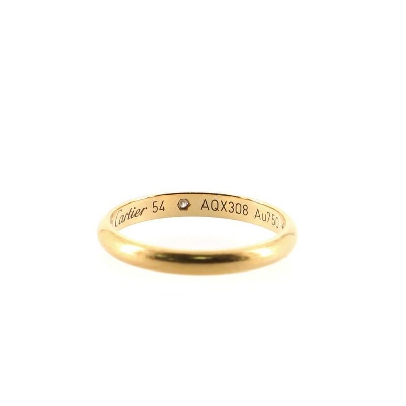 Cartier 1895 Wedding Band Ring 18K Yellow Gold with Diamond Small In Good Condition In New York, NY