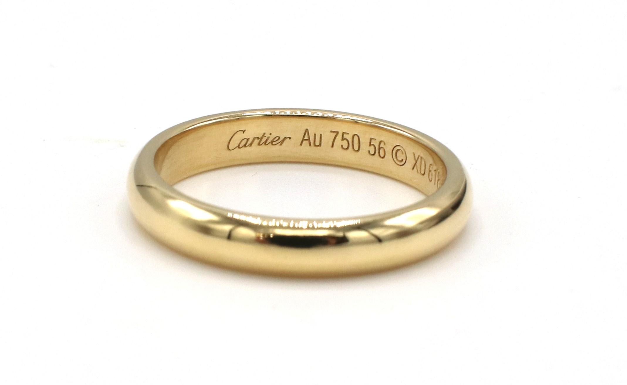 Cartier 1895 Yellow Gold Band Ring 3.5MM
Metal: 18k yellow gold
Weight: 5.19 grams
Width: 3.5mm
Size: 56 (7.5 US)
Notes: Includes papers as pictured
Retail: $1070 USD

