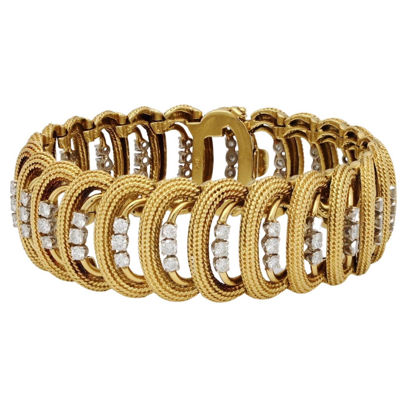 Cartier 18ct Gold And Diamond Vintage Bracelet Circa 1950s