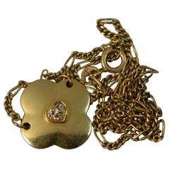 Vintage Cartier 18 Carat Gold and Diamond Quatrefoil Pendant Necklace