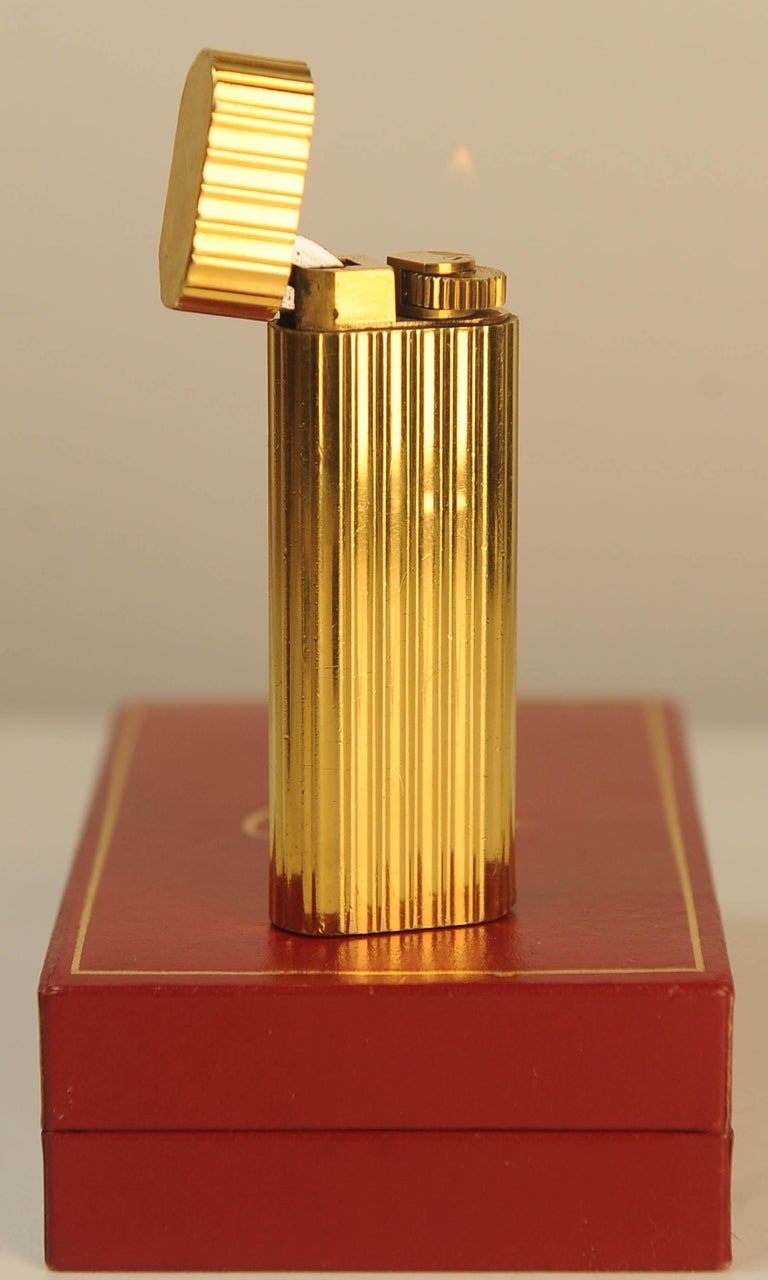 briquet cigarette Cartier 18ct Gold Plate Cigarette Briquet Lighter With Cartier Box For Sale  at 1stDibs