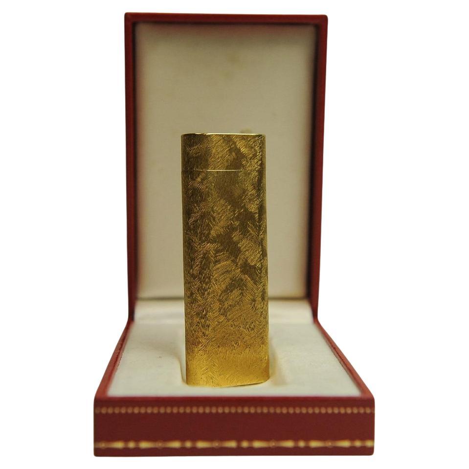 Cartier 18ct Gold Plate Rare Bark Design Cigarette Lighter In Cartier Box