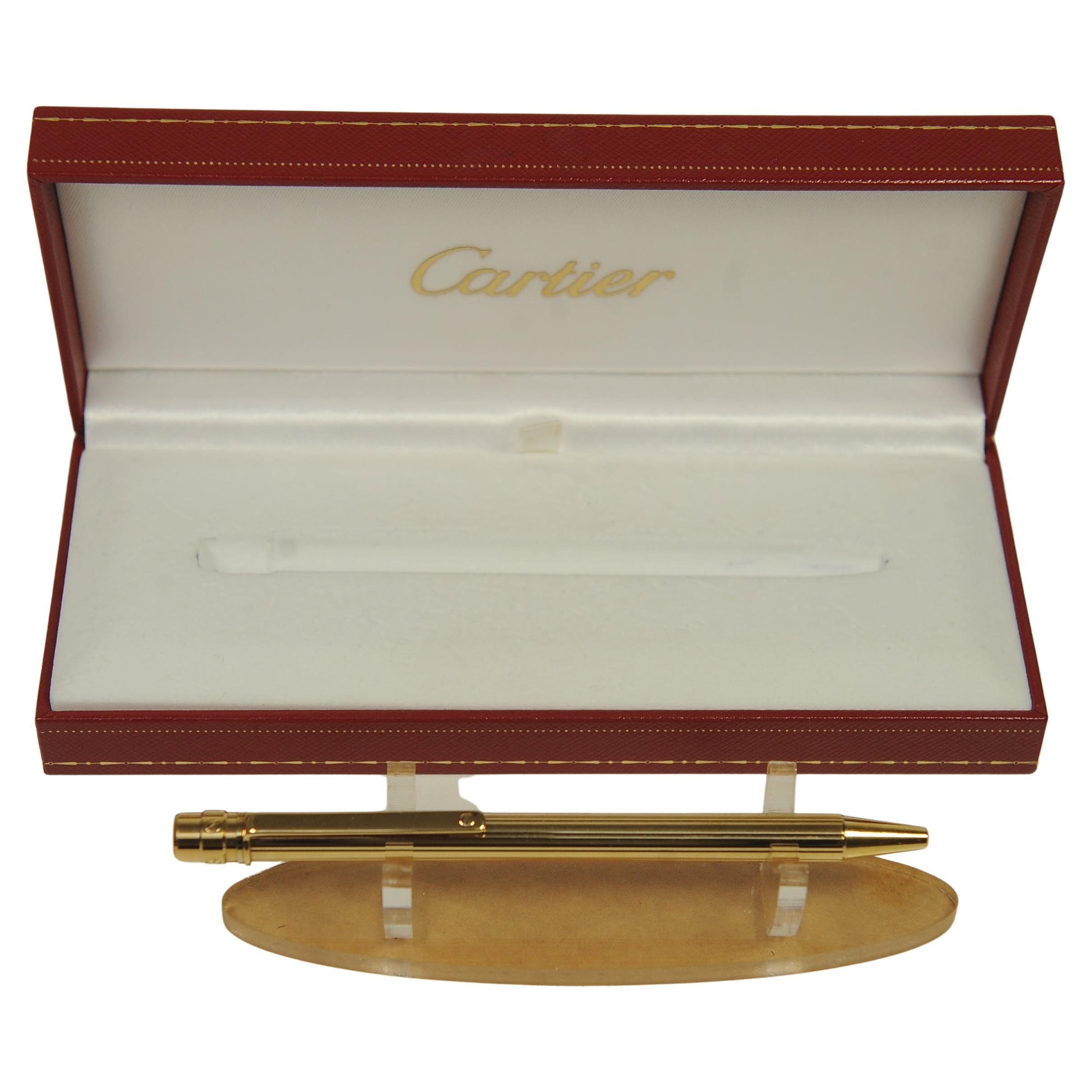 Cartier 18ct Gold Plated Ballpoint Pen in Original Cartier Box 4