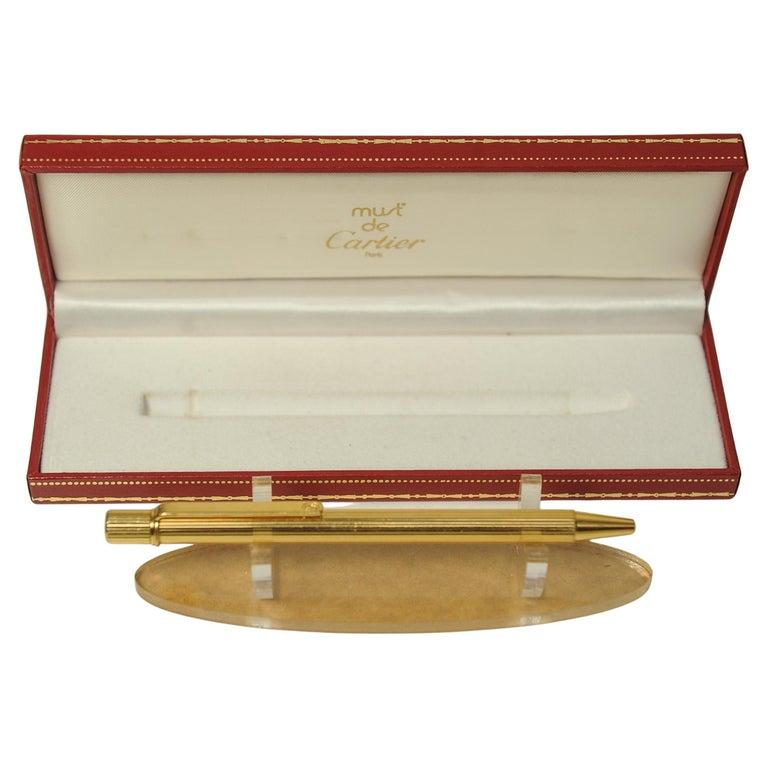 Cartier 18ct Gold Plated Ballpoint Pen in Original Cartier Box In Good Condition In Reading, Berkshire