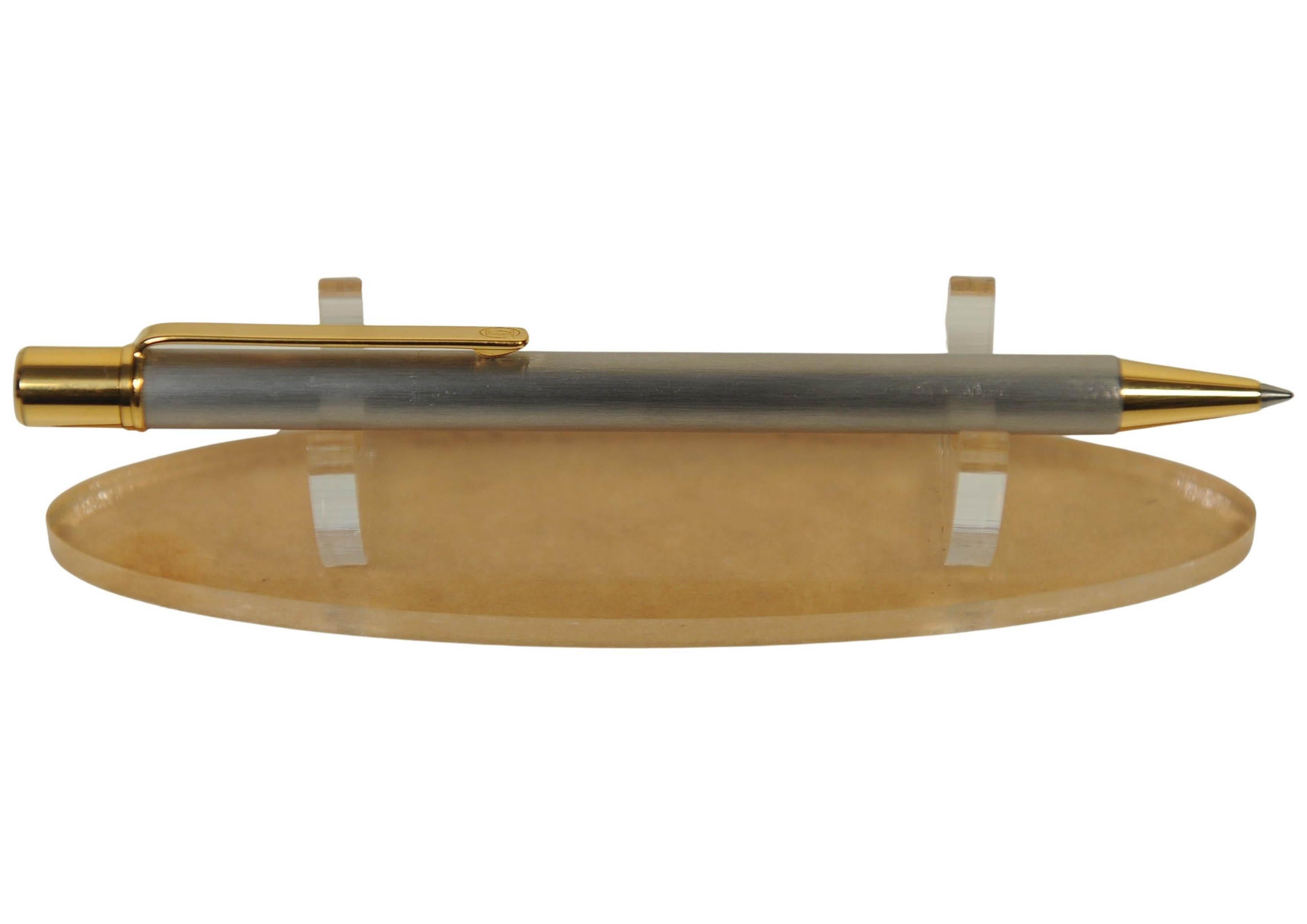 Cartier 18ct Gold Plated & Brushed Steel Ballpoint Pen With Cartier Box en vente 5