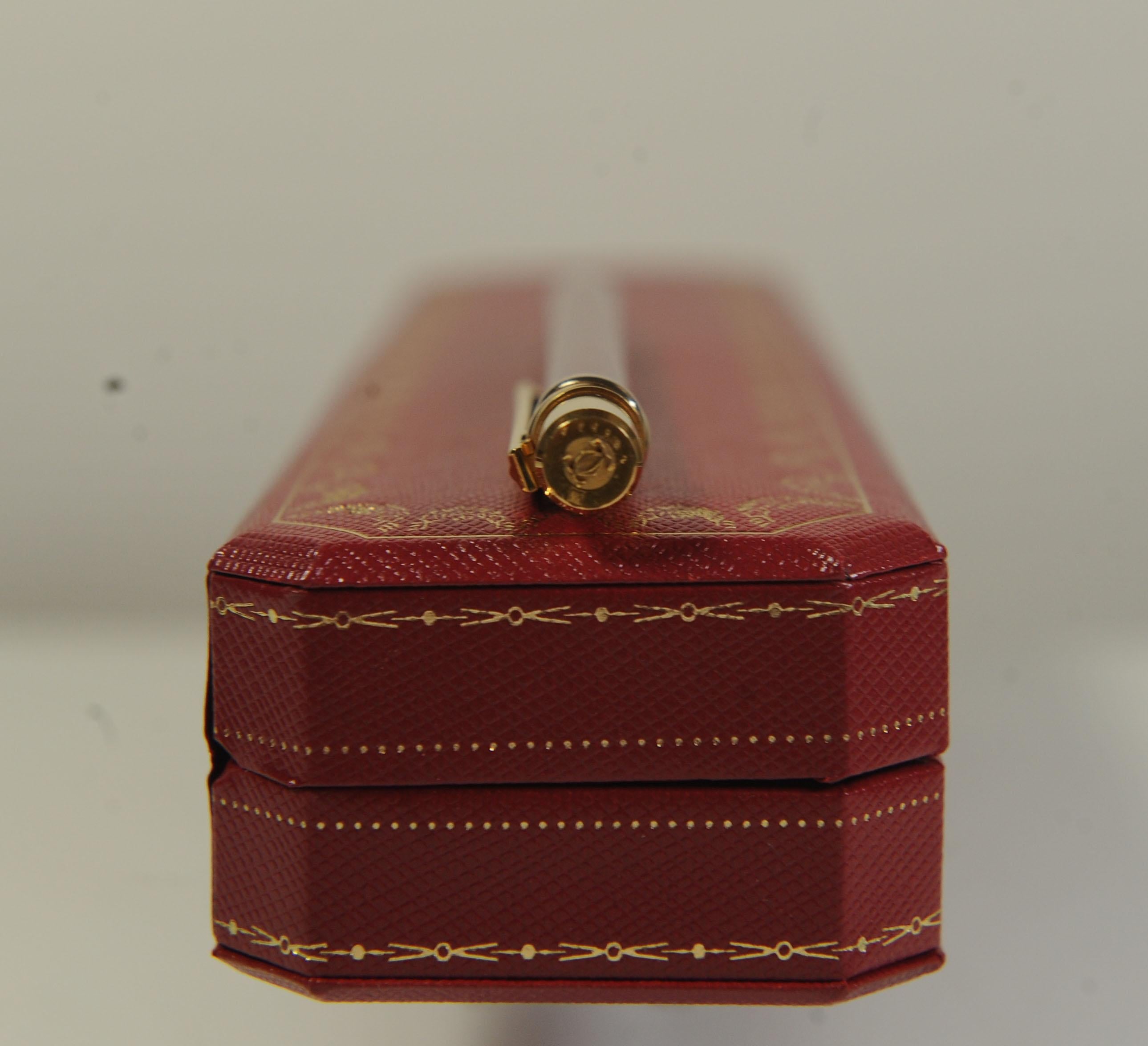 Cartier 18ct Gold Plated & Red Lacquered Ballpoint With Red Cartier Box For Sale 4