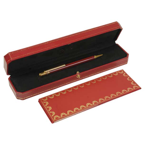 Cartier 18ct Gold Plated and Red Lacquered Ballpoint With Red Cartier ...