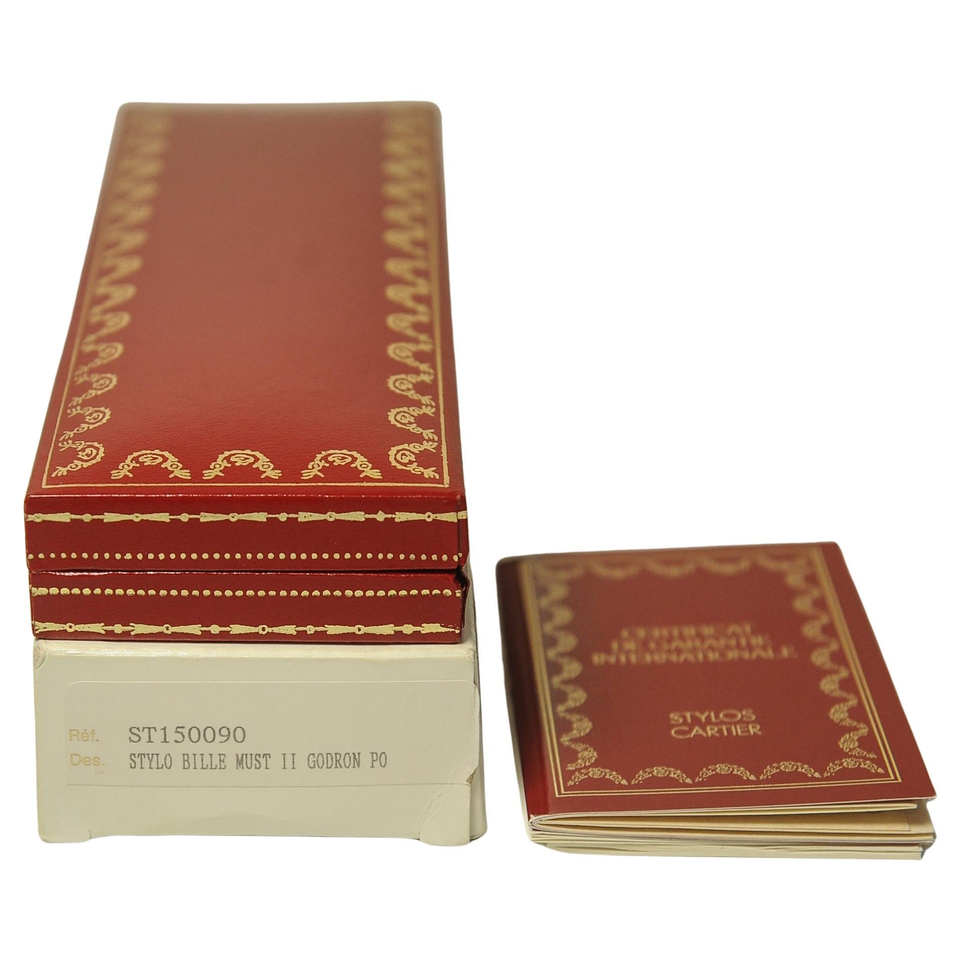 Art Deco Cartier 18ct Gold Plated Ribbed Ballpoint Pen With Original Box