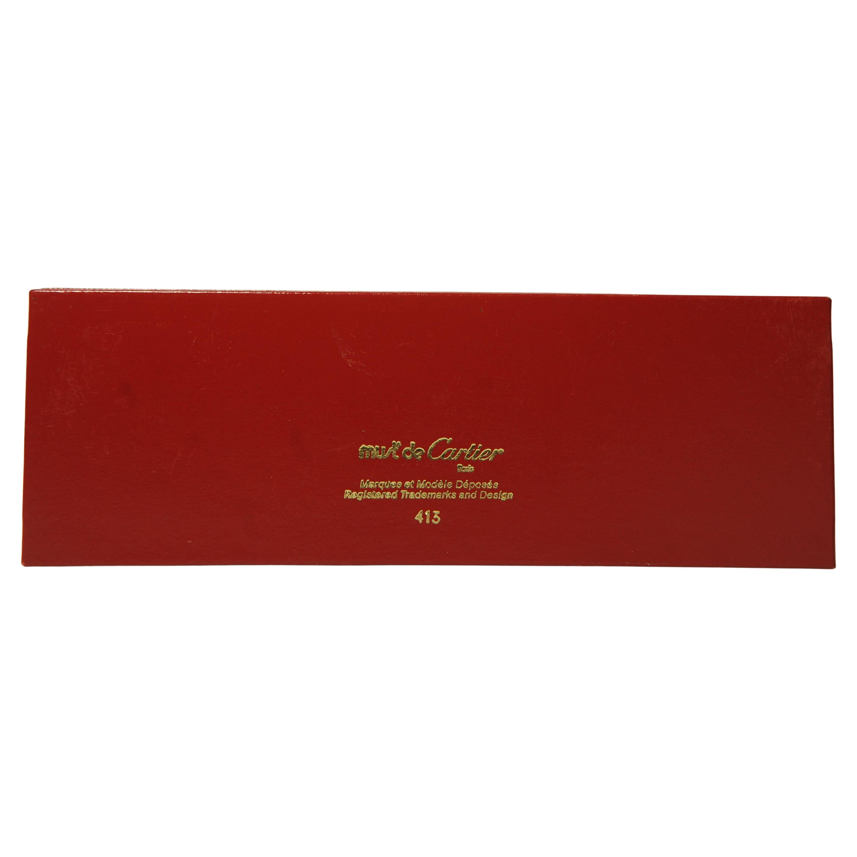 Cartier 18ct Gold Plated Ribbed Ballpoint Pen With Original Box 3