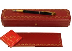 Stilografica Trinity placcata oro 18ct di Cartier con corpo nero e scatola Cartier