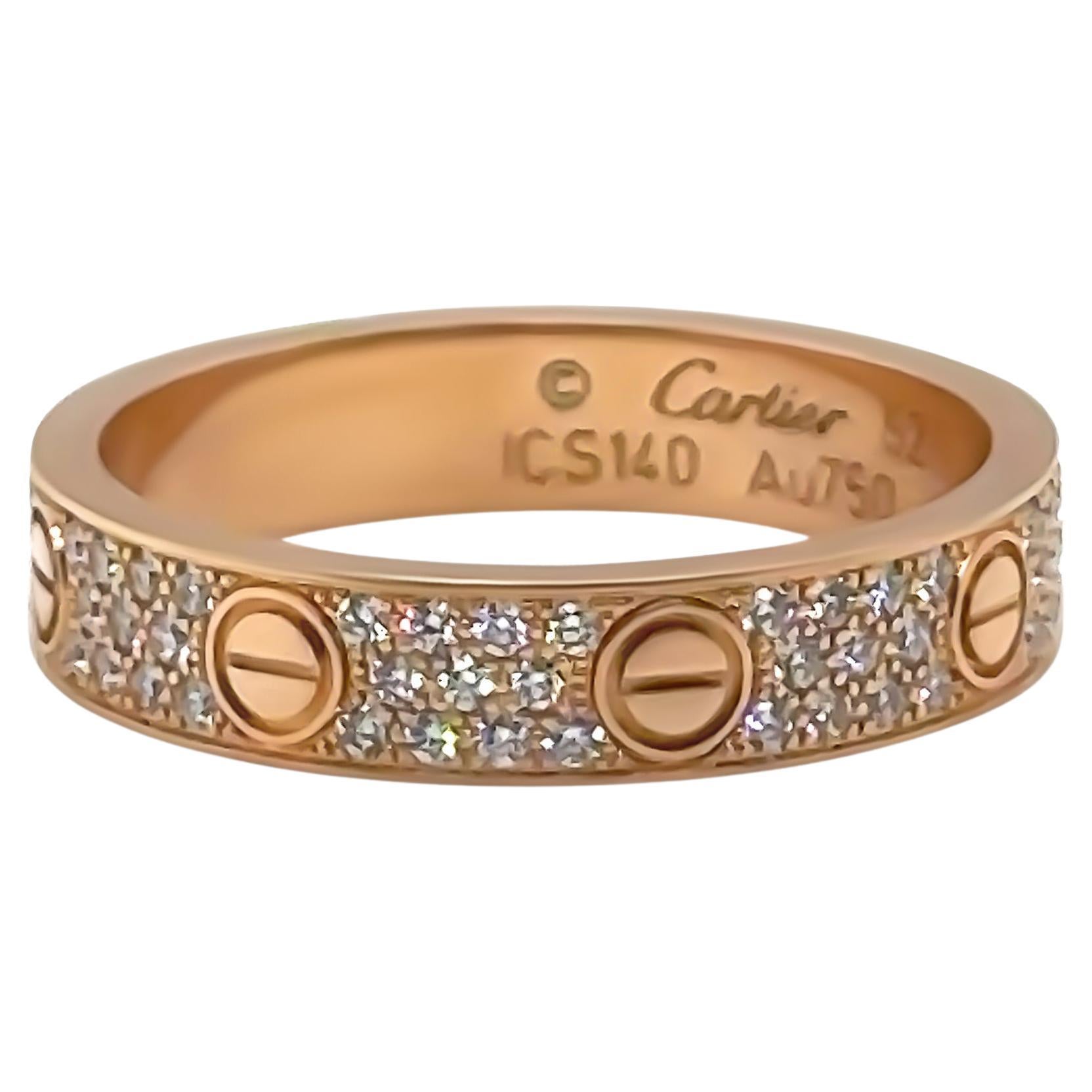 Cartier 18ct Rose Gold Diamond Love Wedding Band 0.31ct For Sale at 1stDibs Cartier 18ct Rose Gold Diamond Love Wedding Band 0.31ct For Sale at 1stDibs