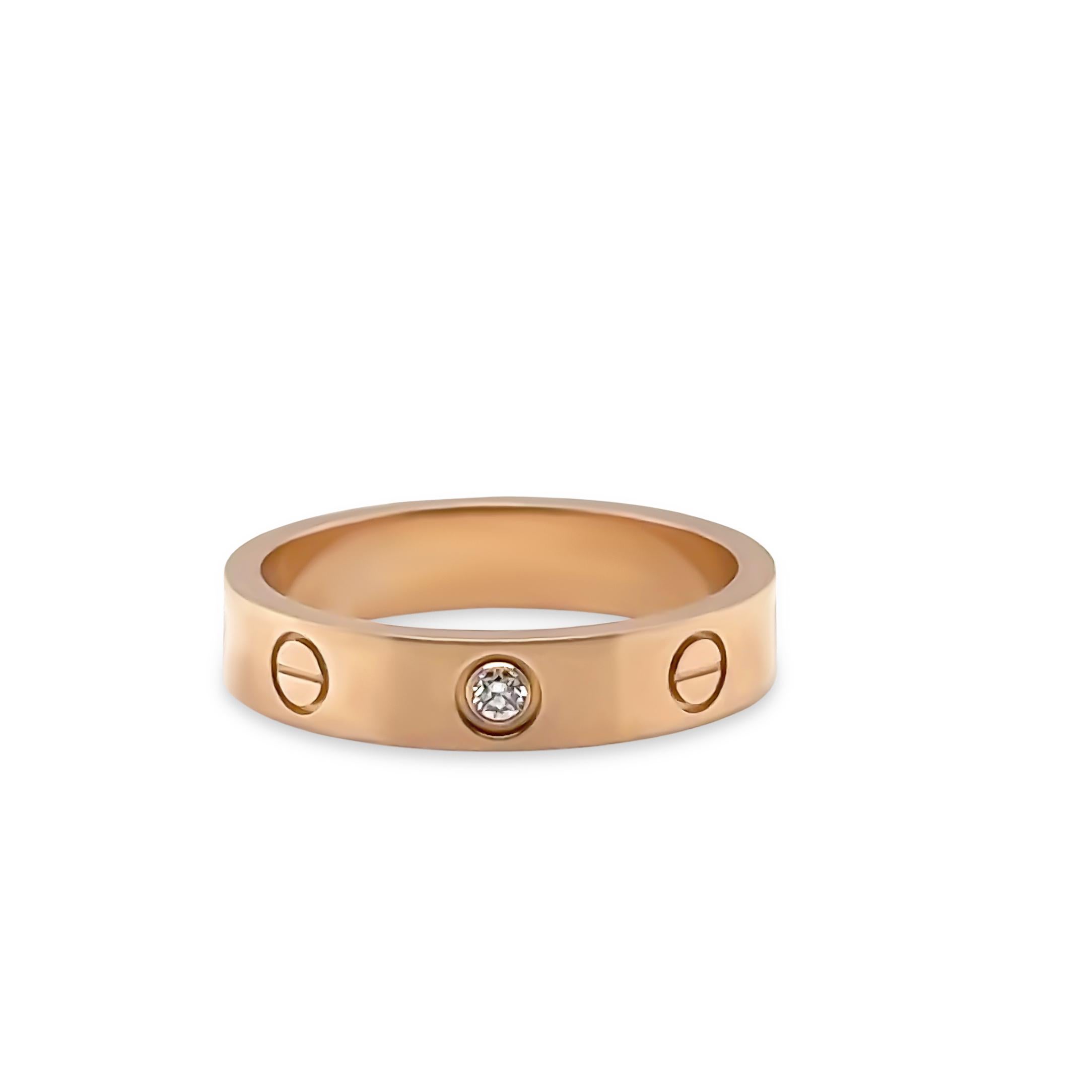 Brilliant Cut Cartier 18ct Rose Gold Diamond Love Wedding Band 4.43g