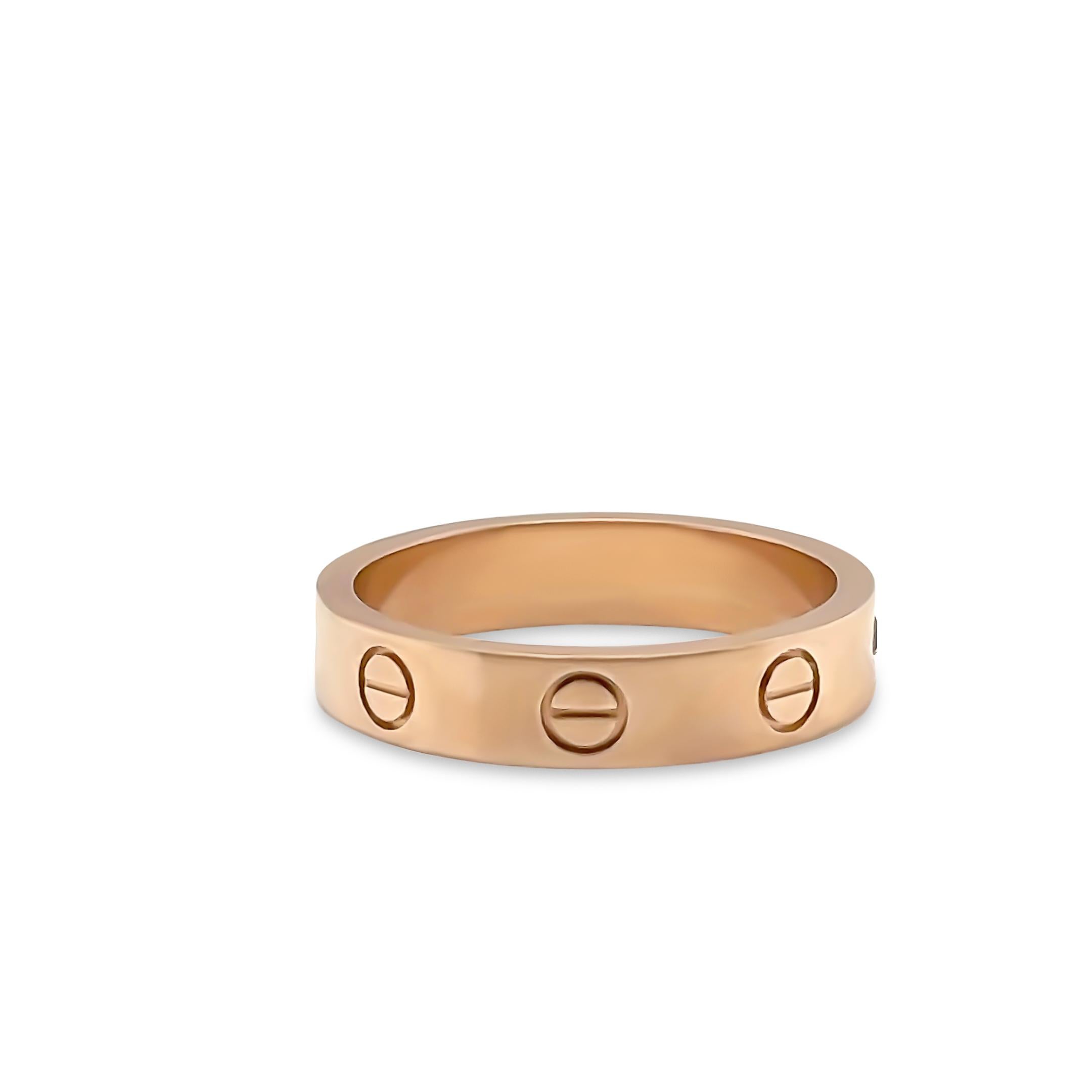 Cartier 18ct Rose Gold Diamond Love Wedding Band 4.43g In Excellent Condition In SYDNEY, NSW