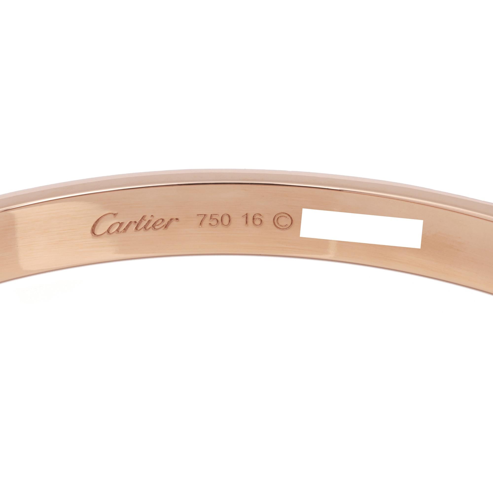 Cartier 18ct Rose Gold Liebe Armreif 16cm (Zeitgenössisch) im Angebot