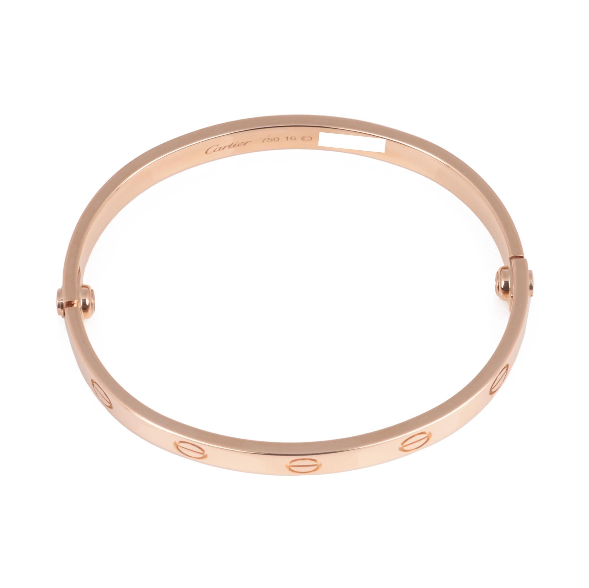 Cartier 18ct Rose Gold Liebe Armreif 16cm im Zustand „Hervorragend“ im Angebot in Bishop's Stortford, Hertfordshire