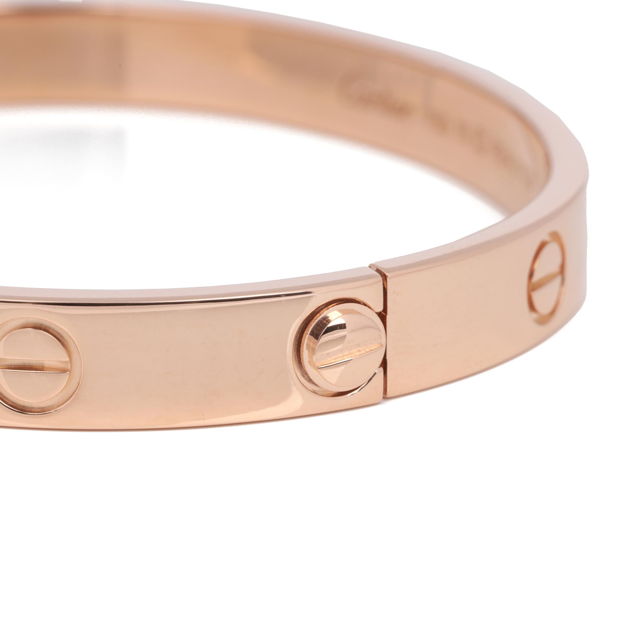 Cartier 18ct Rose Gold Liebe Armreif 16cm im Angebot 3