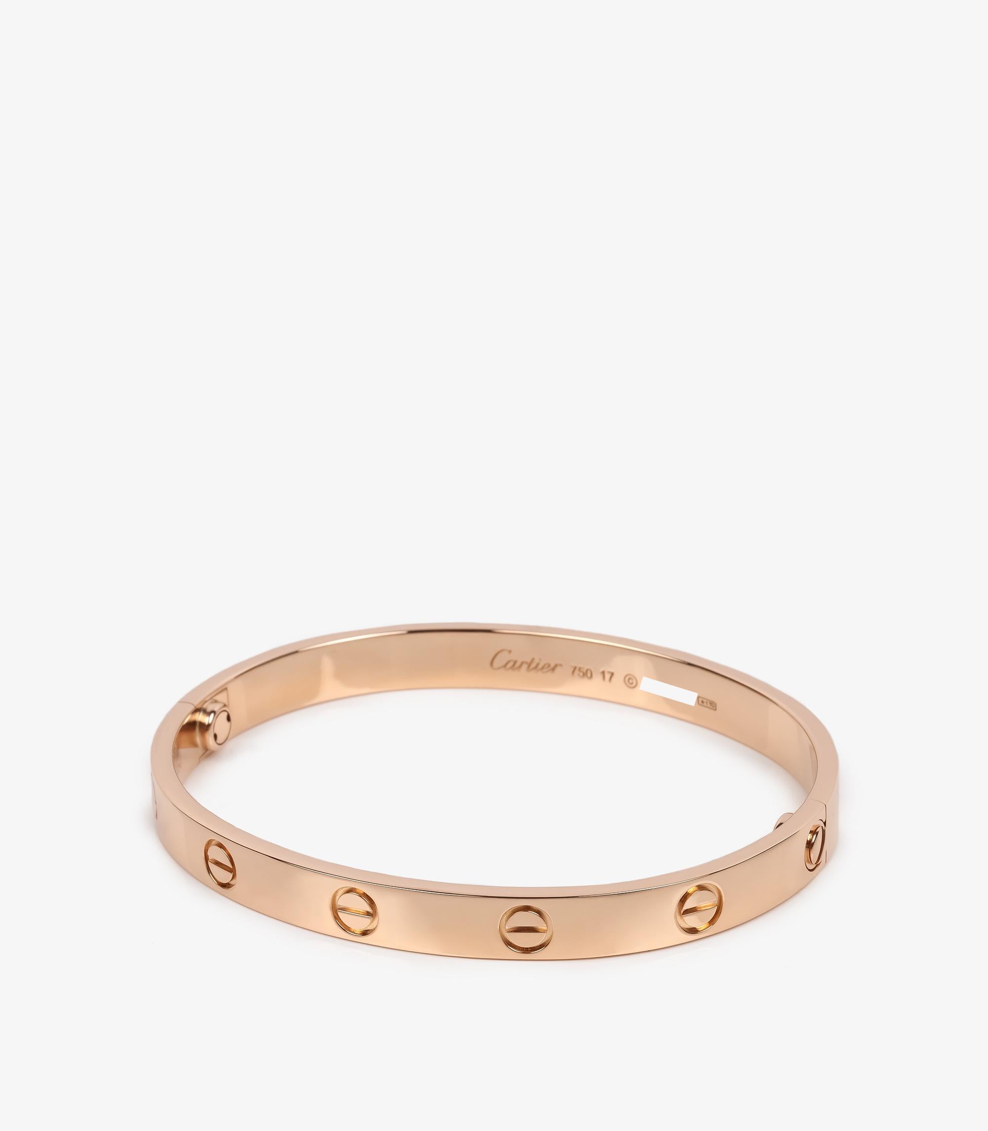 Cartier Bangle dell'amore in oro rosa 18ct

Dettagli del prodotto
Xupes Ref: J1538
Marchio: Cartier
Model No: Braccialetto dell'amore
Tipo: Bracciale
Numero di serie: T******
PREZZO DI VENDITA: € 7.050
Accompagnato da: astuccio Cartier, documenti di