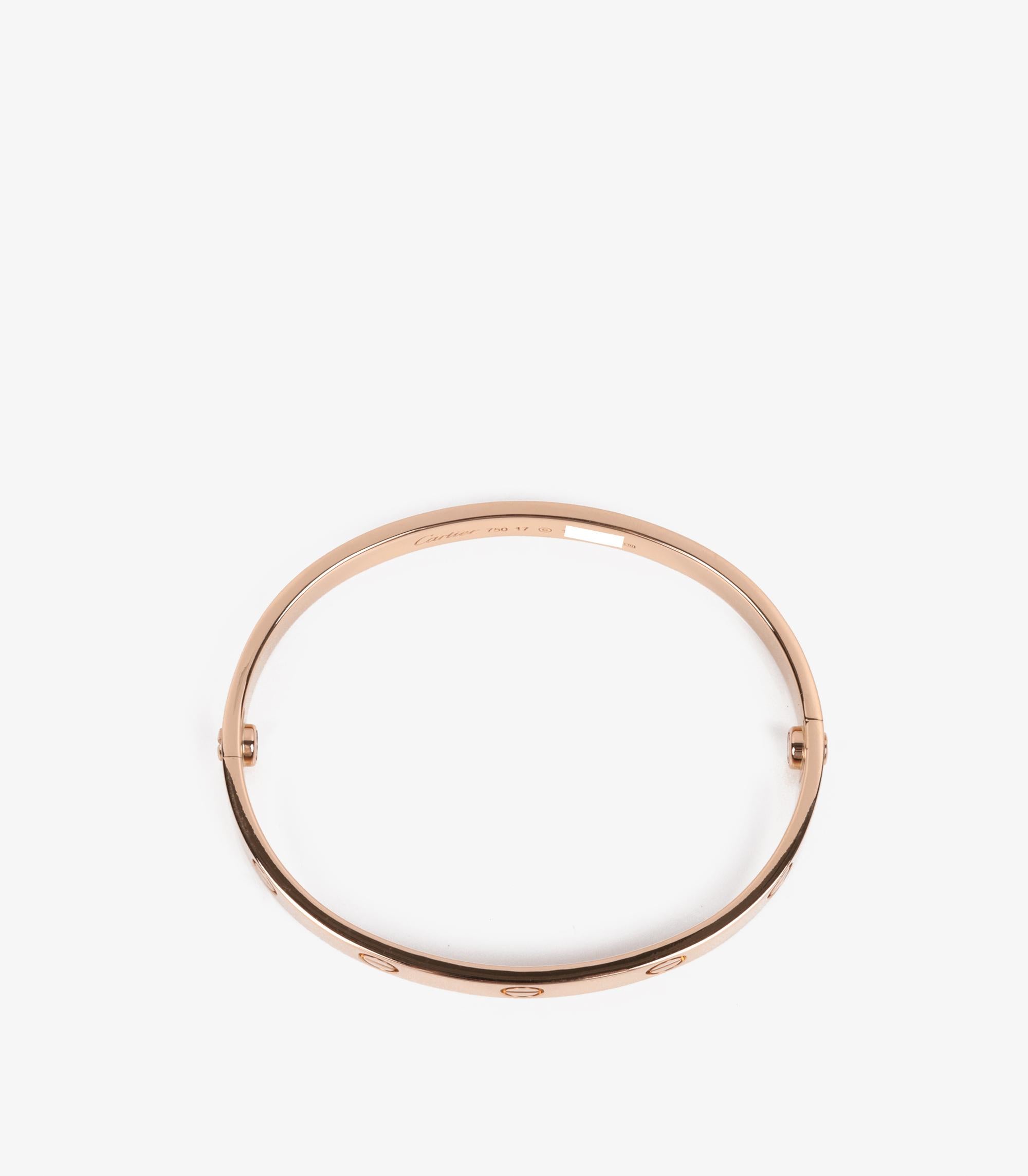 Cartier Bangle dell'amore in oro rosa 18ct In condizioni buone in vendita a Bishop's Stortford, Hertfordshire