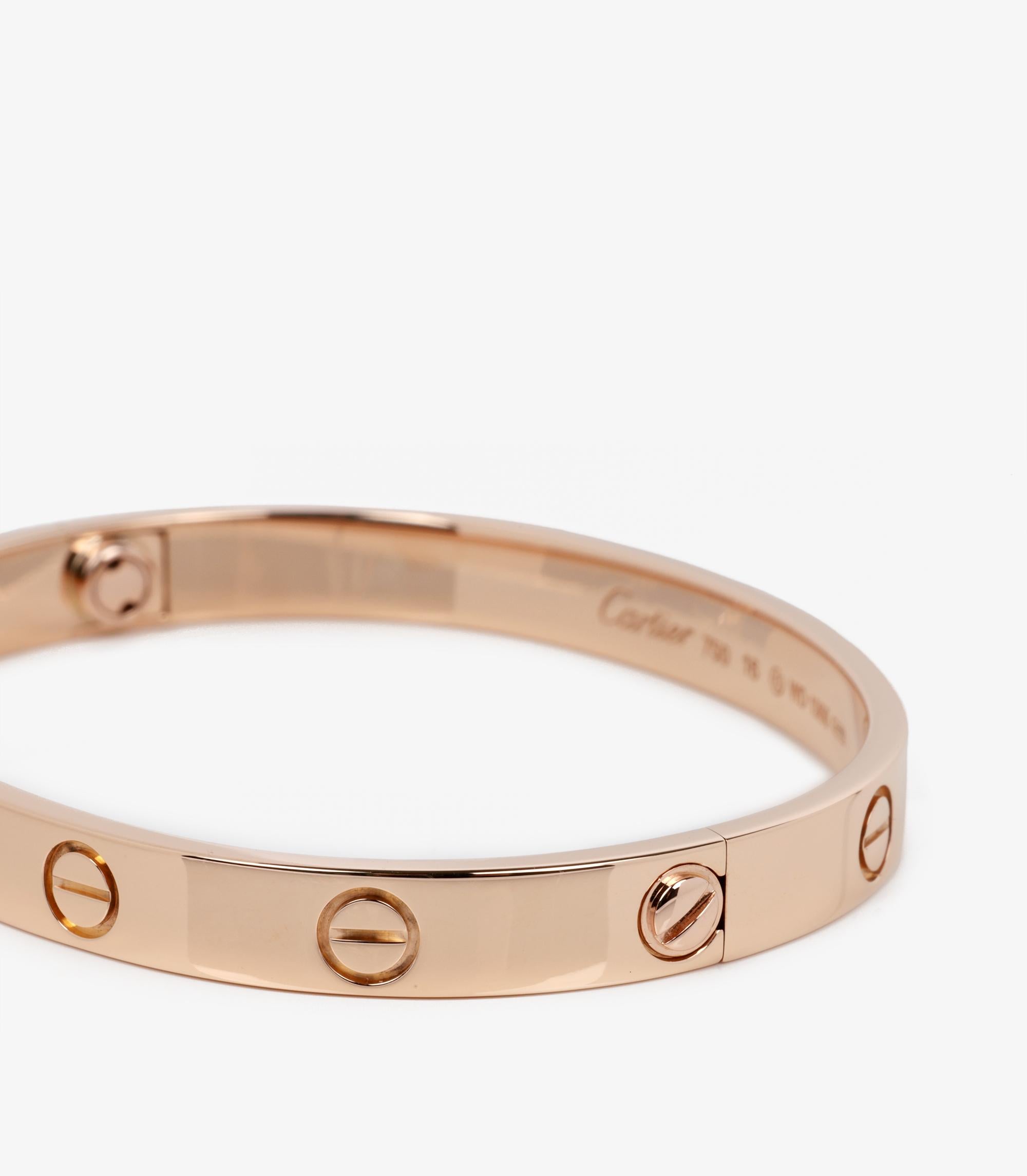 Cartier 18ct Rose Gold Love Bangle For Sale 1