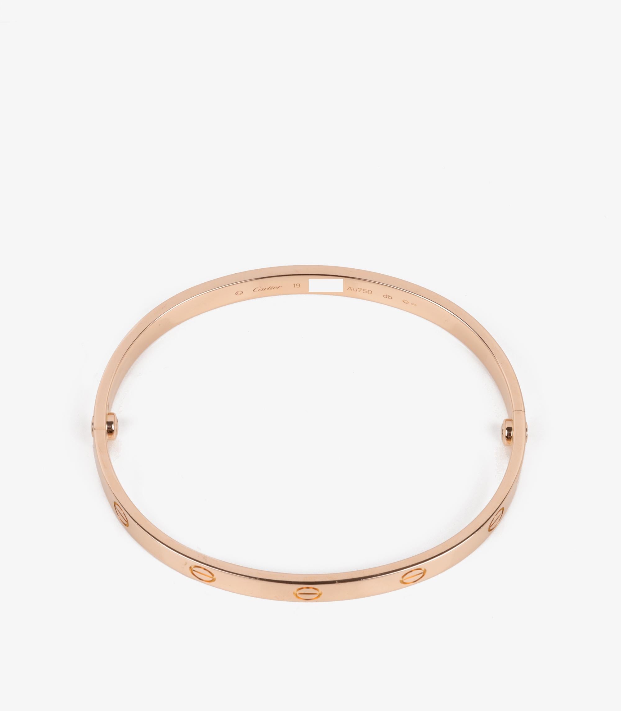 Cartier 18ct Rose Gold Love Bangle For Sale 2