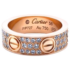 Cartier 18ct Rose Gold Love Classic Pavé Diamond Ring 0.70ct
