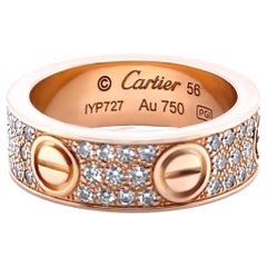 Cartier 18ct Rose Gold Love Classic Pavé Diamond Ring 0.70ct