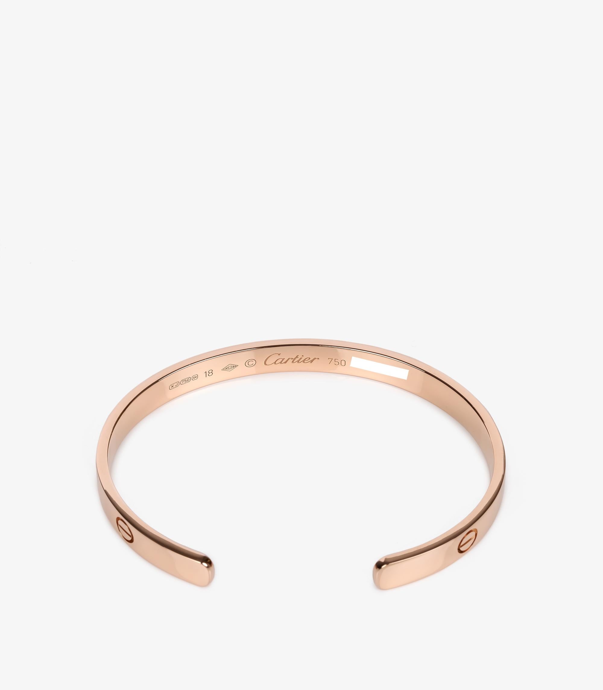 Cartier 18ct Rose Gold Liebe Manschette Armreif 18CM für Damen oder Herren im Angebot