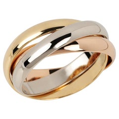 Cartier 18ct Tri-Colour Gold Medium Les Must Ring - Size: US 6 3/4