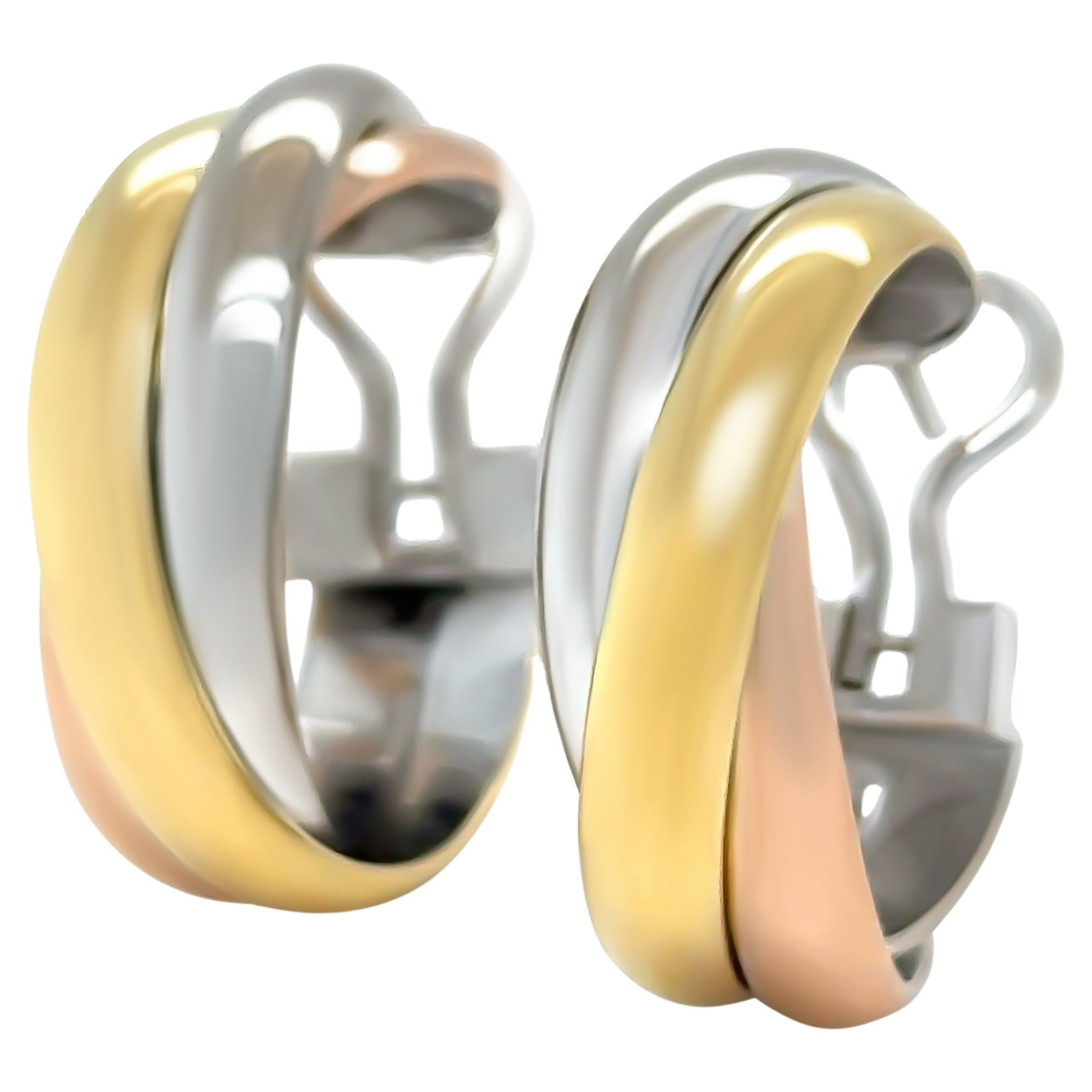 Cartier 18ct Tri Gold Trinity Earrings 13.73g