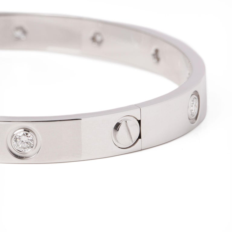 Cartier 18ct White Gold 10 Diamond Bangle For Sale at 1stDibs