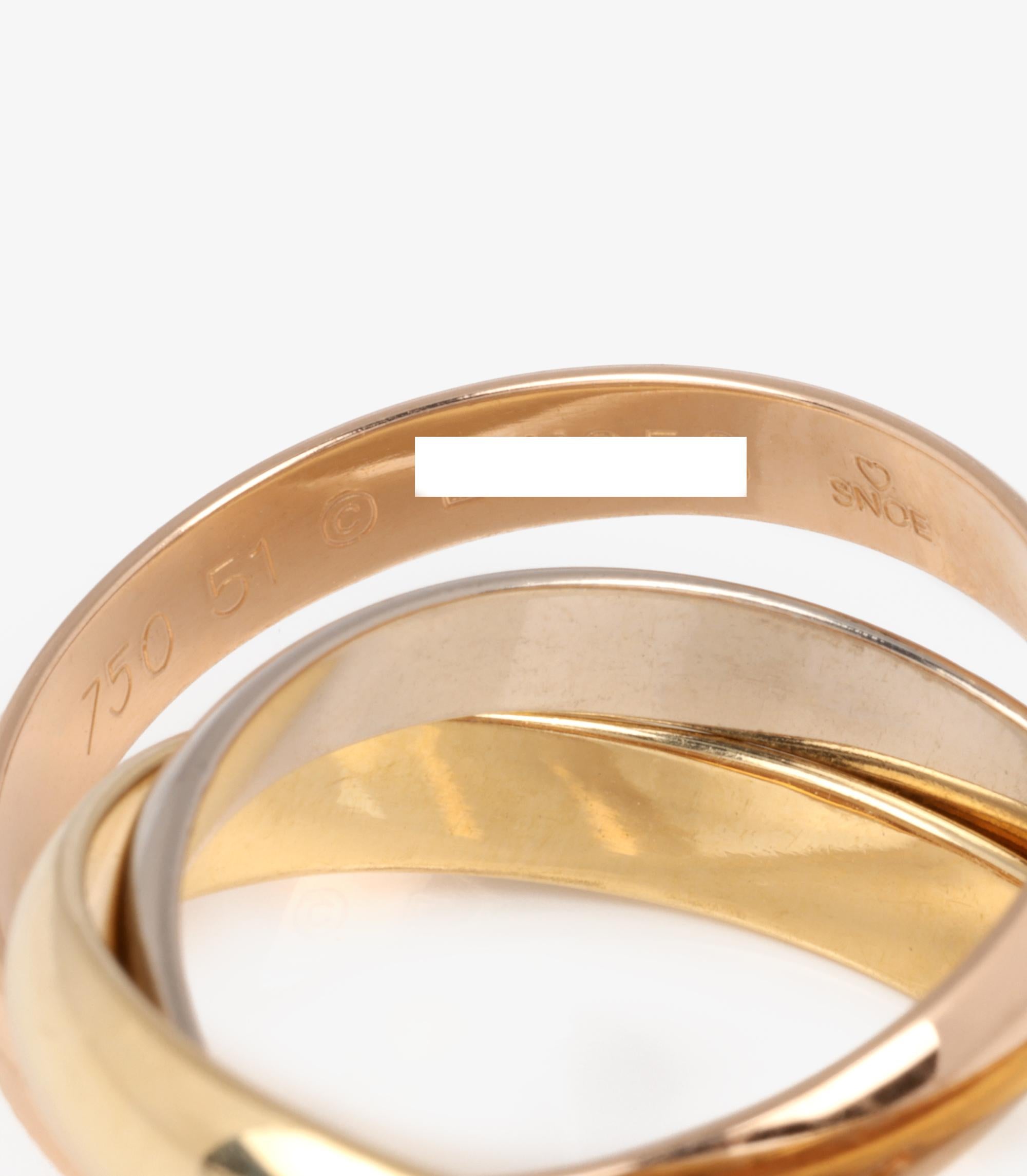 Bague trinité moyenne en or blanc, or jaune et or rose 18ct de Cartier Excellent état - En vente à Bishop's Stortford, Hertfordshire