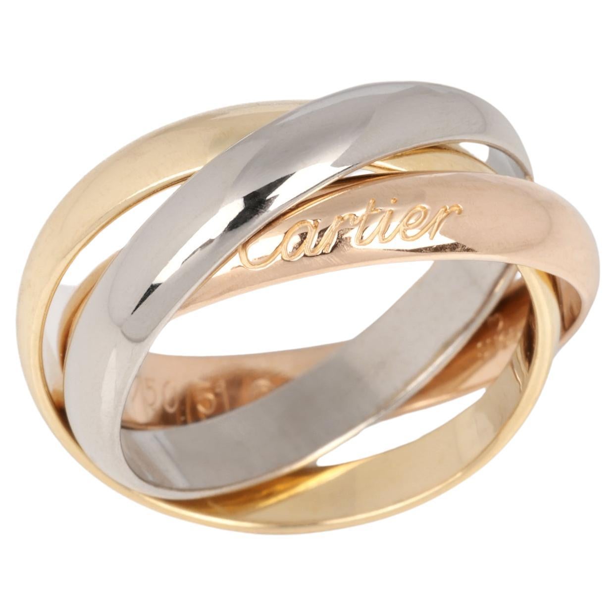 Cartier 18ct White Gold, 18ct Yellow Gold And 18ct Rose Gold Medium Trinity Ring