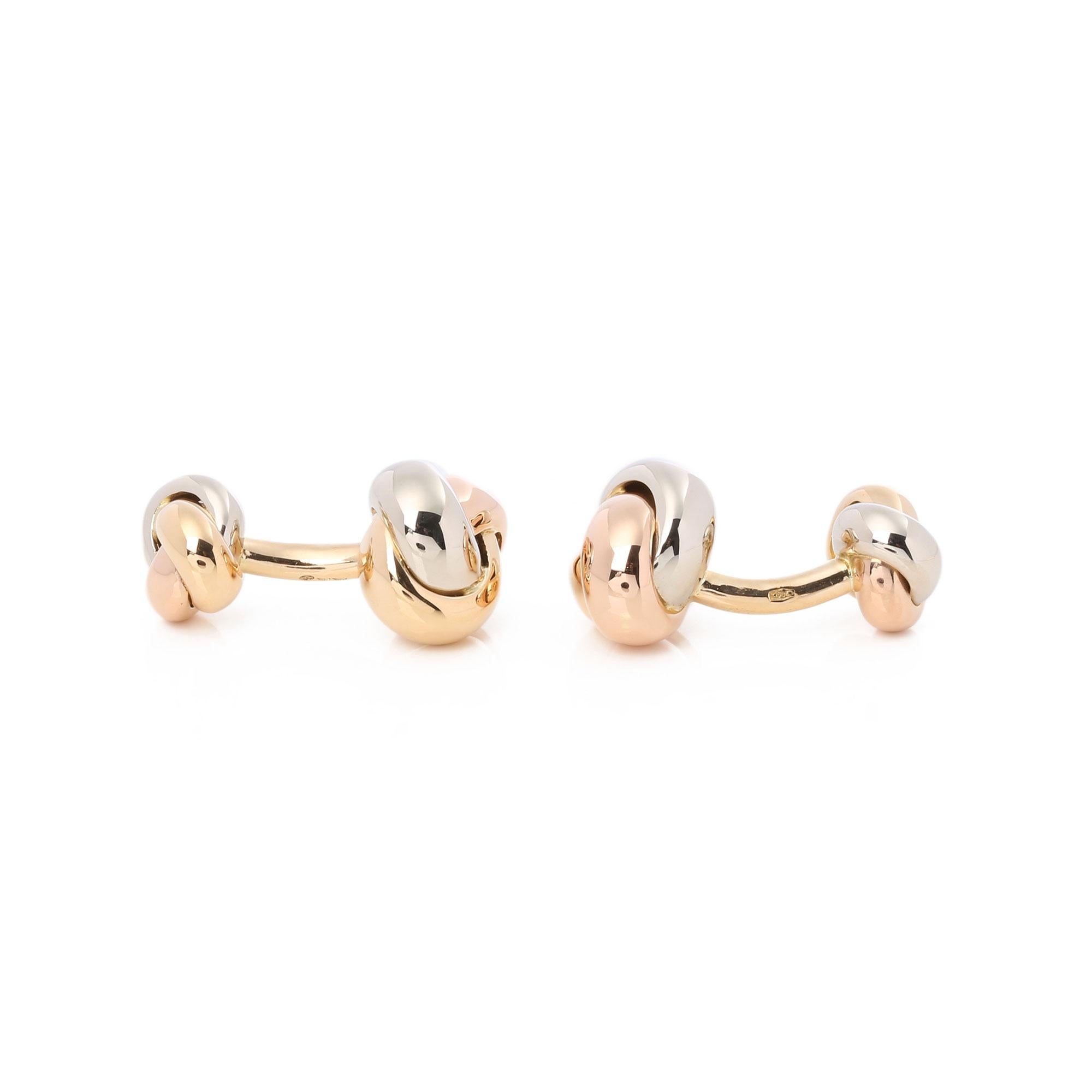 Gemelli Trinity di Cartier in oro bianco 18 carati, oro giallo 18 carati e oro rosa 18 carati in vendita 1