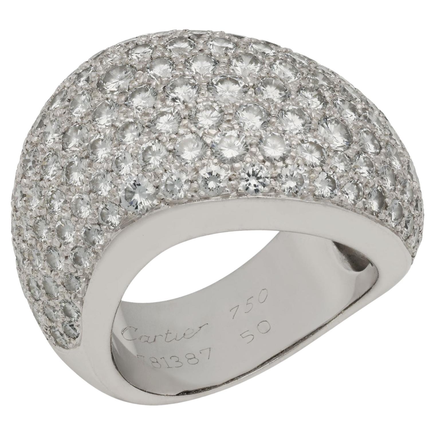 Cartier 18 Carat White Gold and Round Brilliant Diamond Dress Ring, circa 2000 For Sale