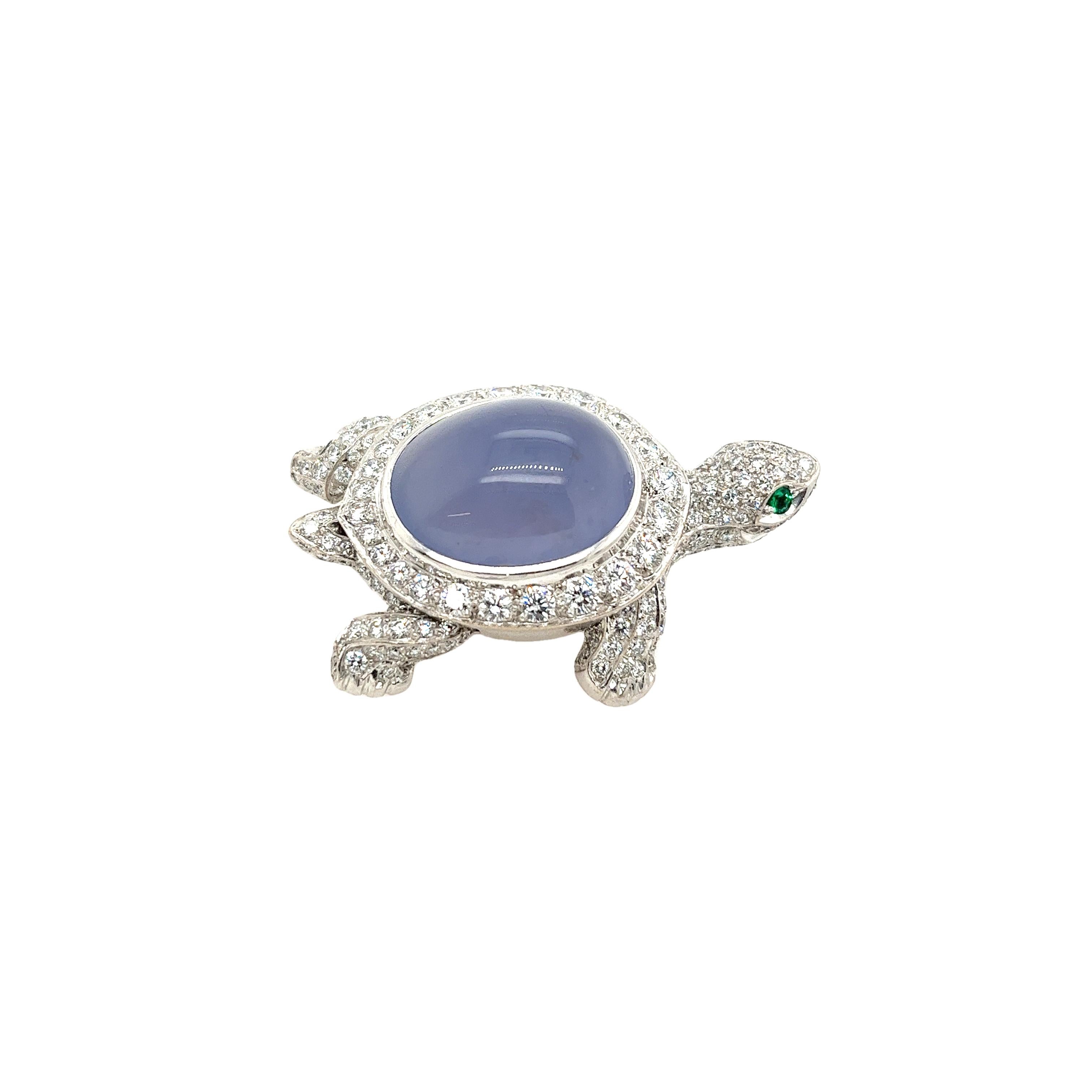 Cartier 18ct White Gold Diamond Chalcedony Turtle Brooch 5