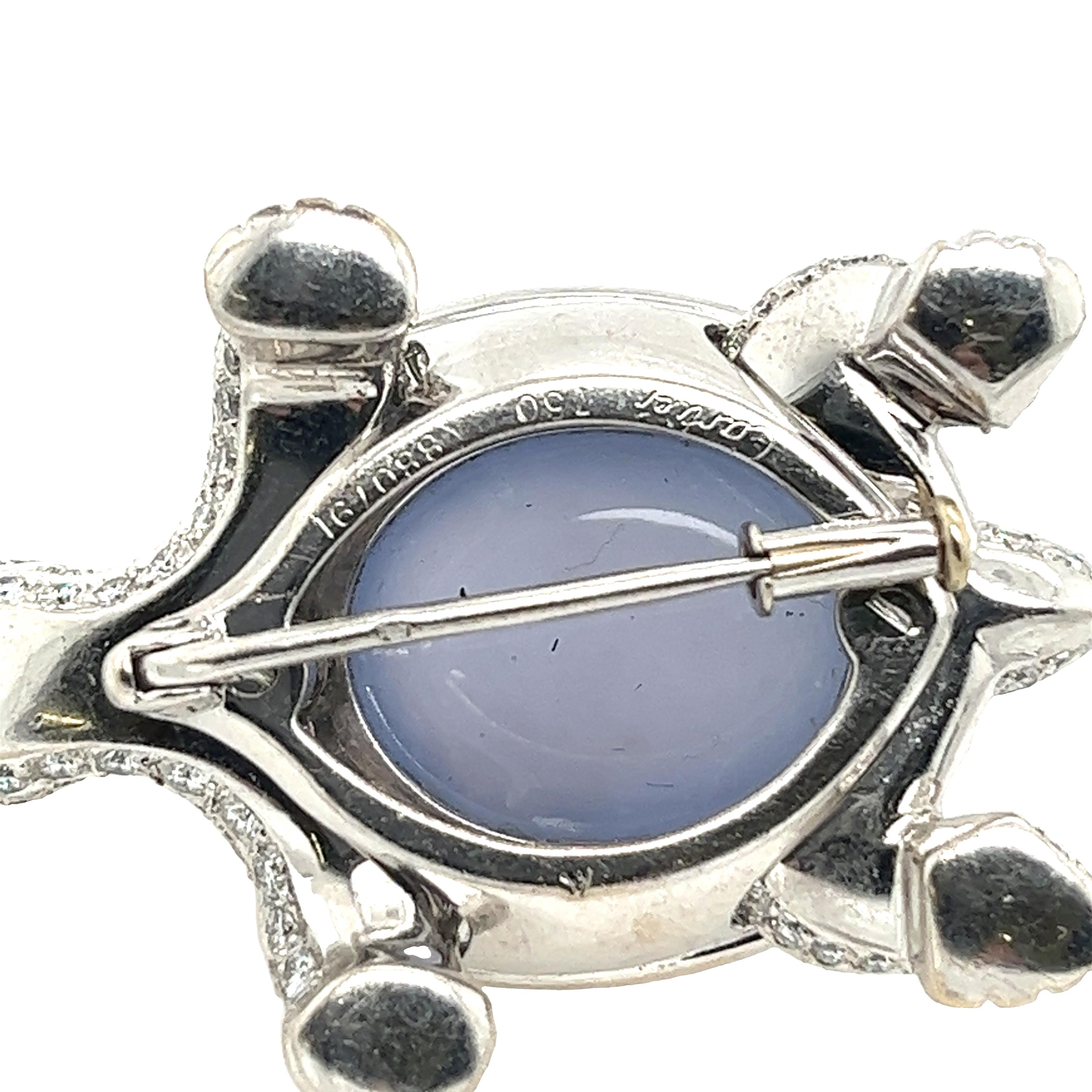 Cartier 18ct White Gold Diamond Chalcedony Turtle Brooch 1