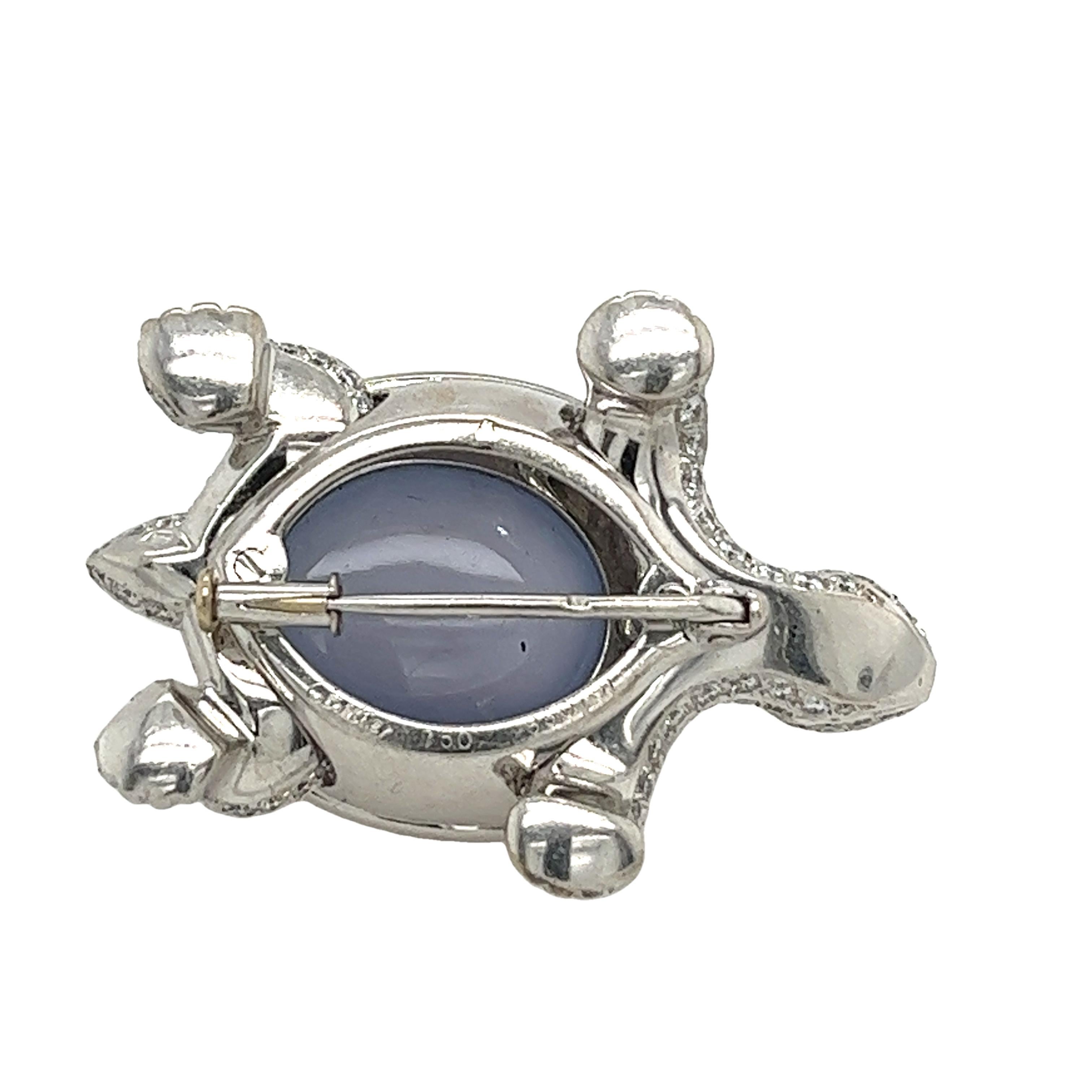Cartier 18ct White Gold Diamond Chalcedony Turtle Brooch 2