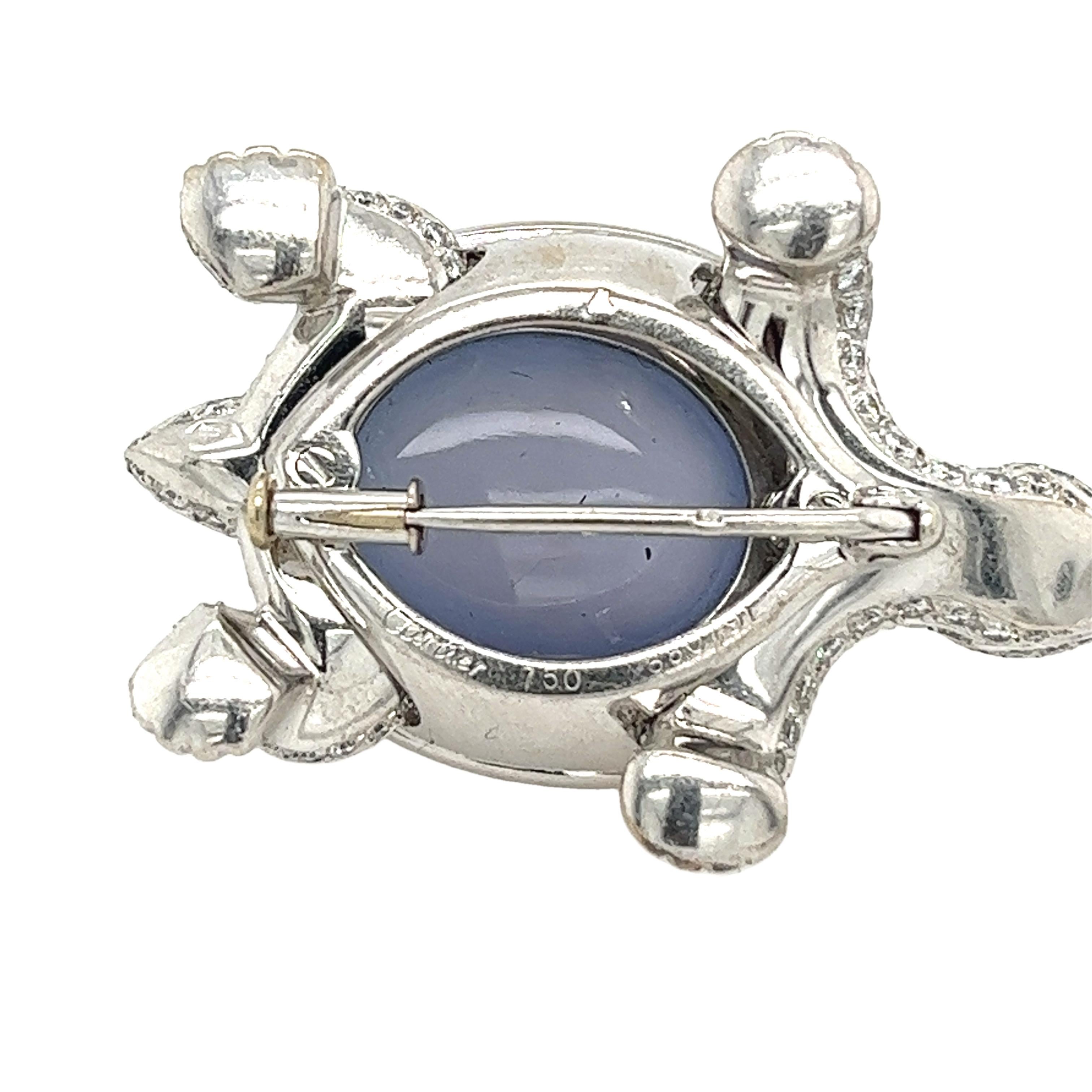 Cartier 18ct White Gold Diamond Chalcedony Turtle Brooch 3